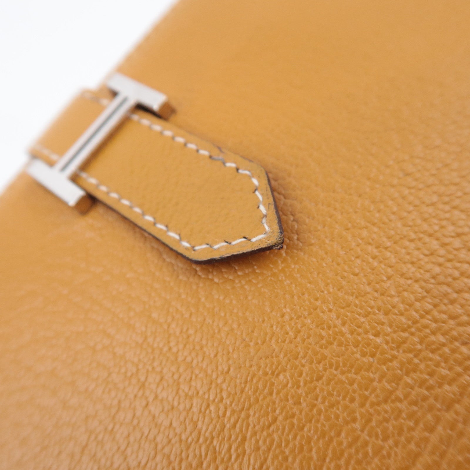 HERMES Bearn Classic Leather Long Wallet □I Stamp (2005) Brown Silver HDW