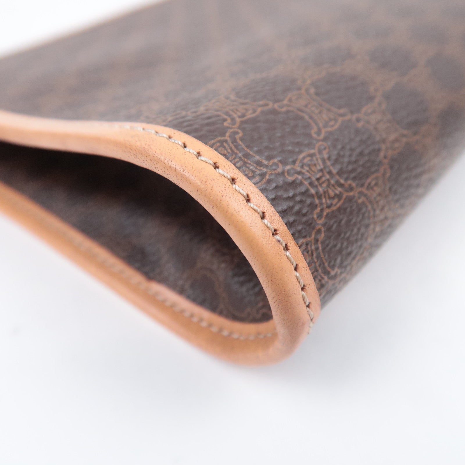 CELINE Macadam PVC Leather Clutch Bag Brown