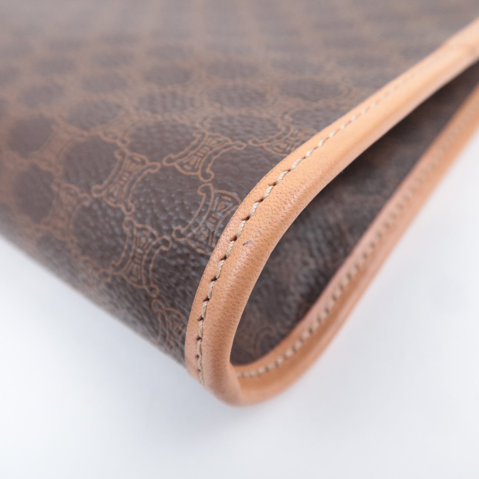 CELINE Macadam PVC Leather Clutch Bag Brown