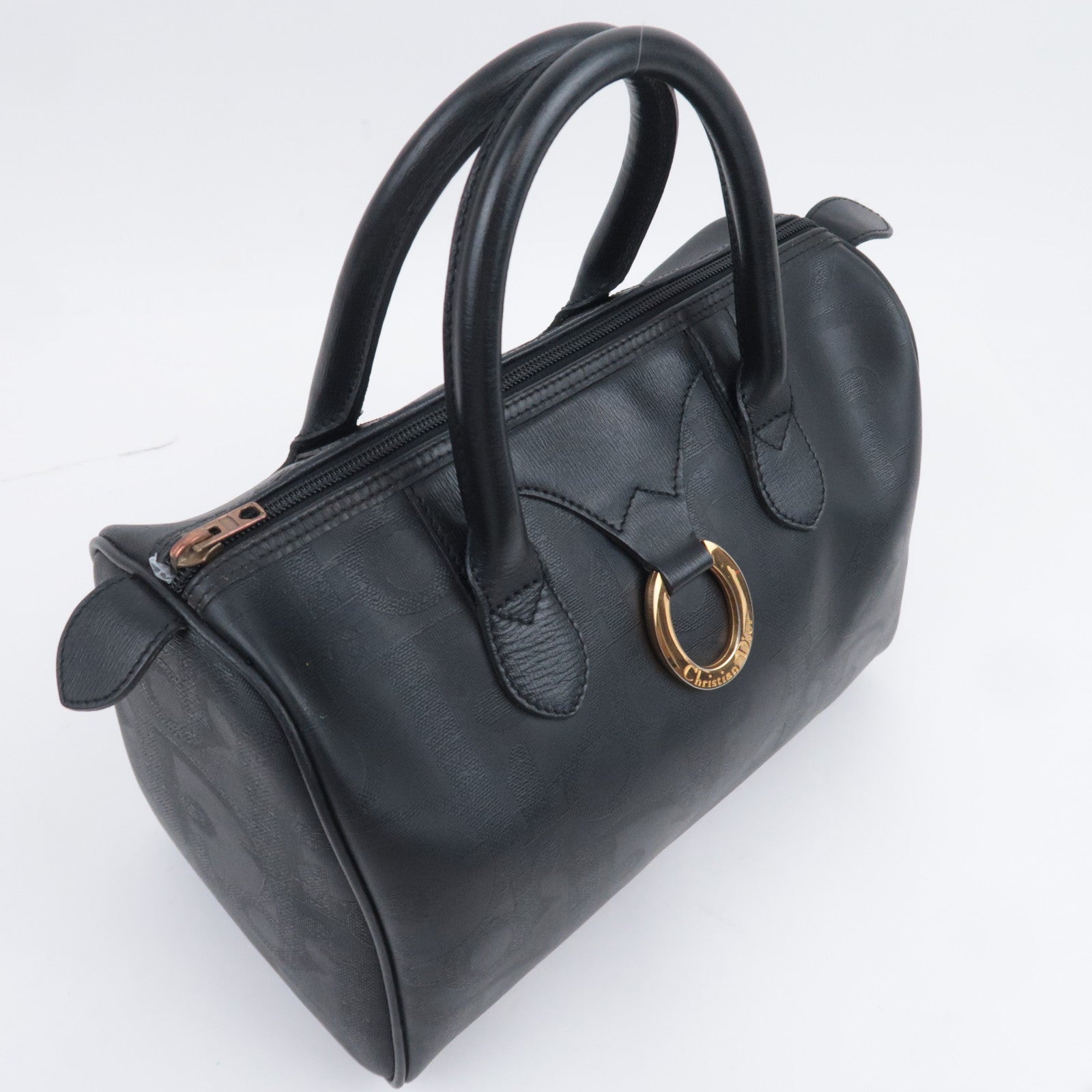 Christian Dior Trotter PVC Leather Boston Bag Black