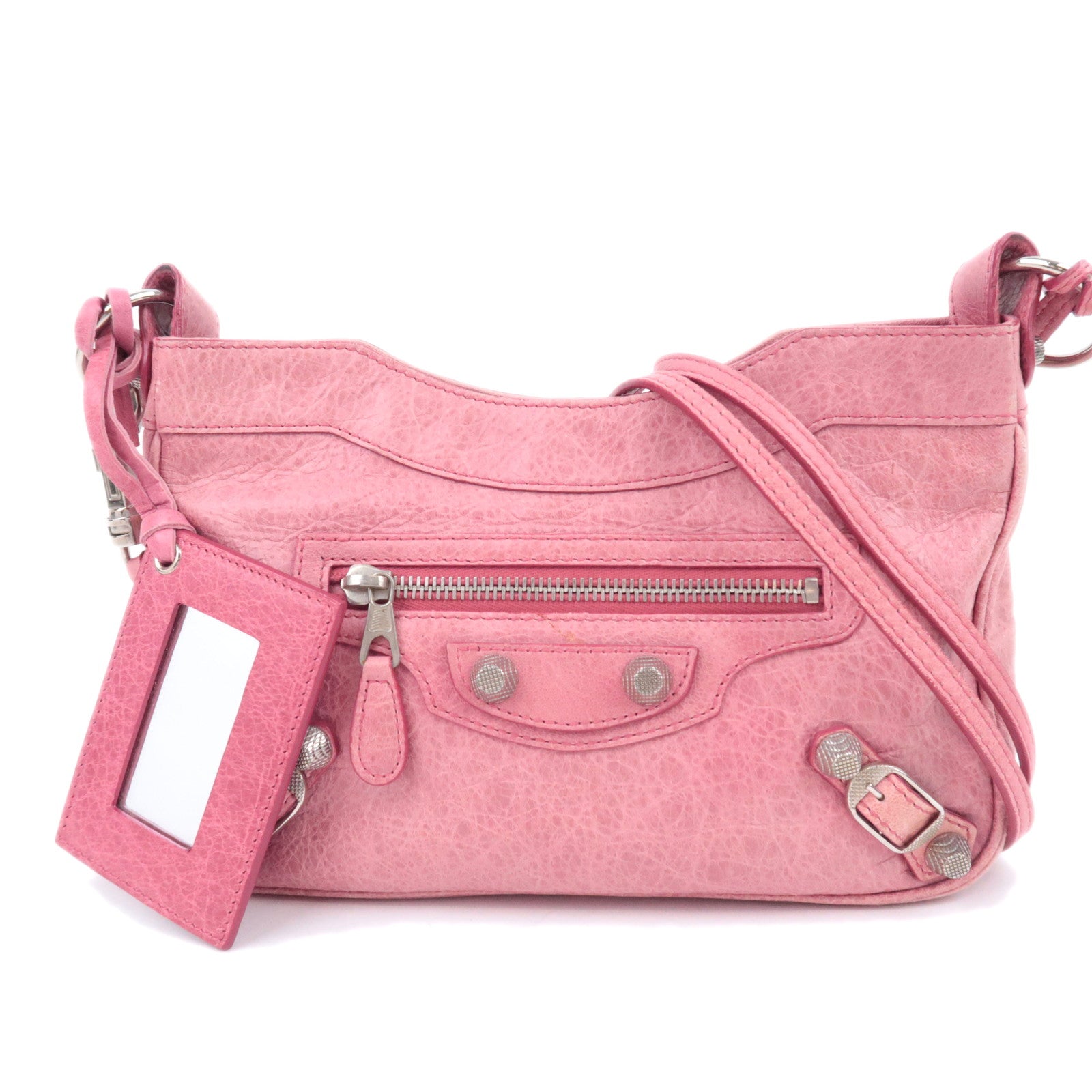 BALENCIAGA Giant Hip Leather Shoulder Bag Pink 23720390620
