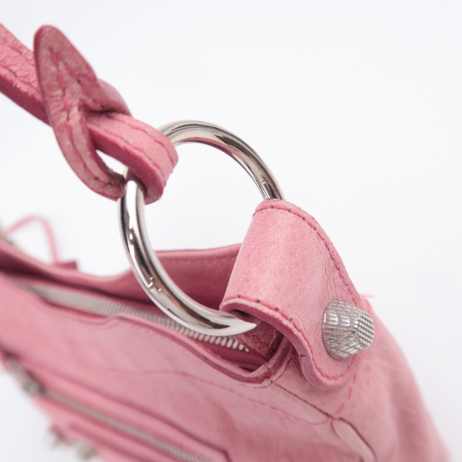 BALENCIAGA Giant Hip Leather Shoulder Bag Pink 237203