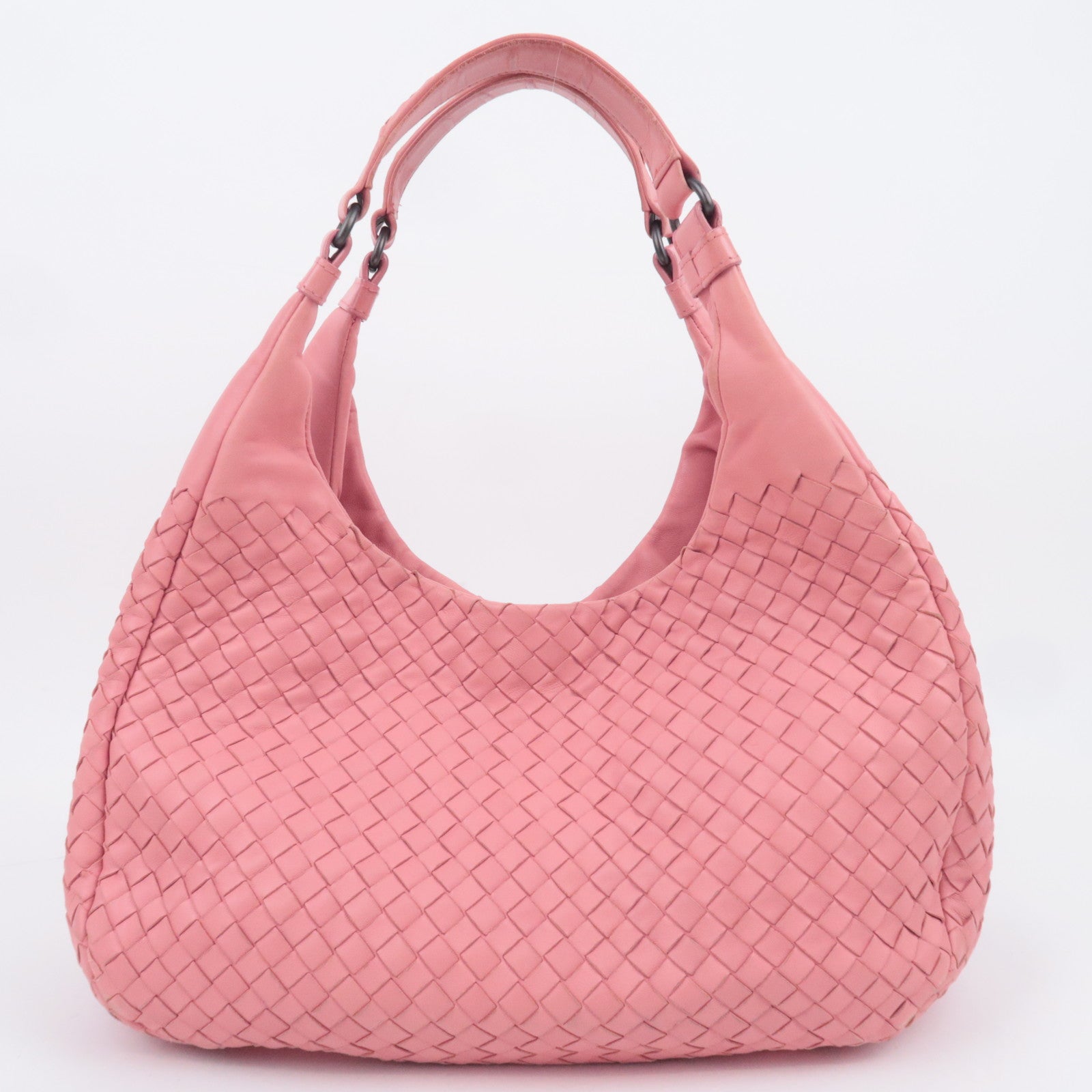 BOTTEGA VENETA Campana Medium Intrecciato Leather Shoulder Bag Pink 125787