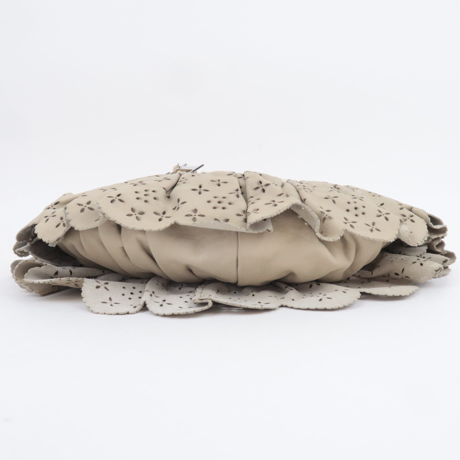 Christian Dior Gypsy Ruffle Hobo Bag Light Gray