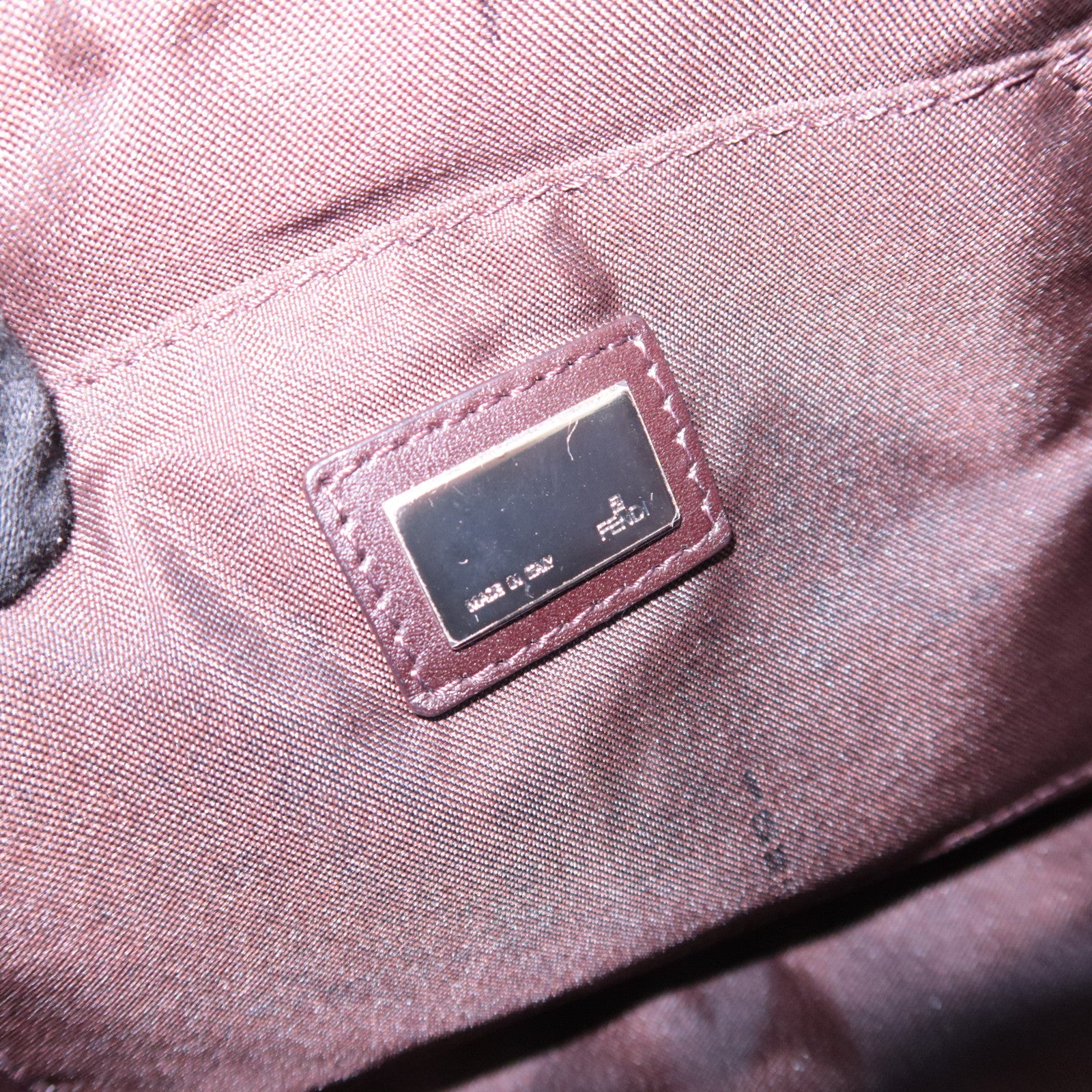 FENDI Zucchino Denim Leather Shoulder Bag Navy 8BR267