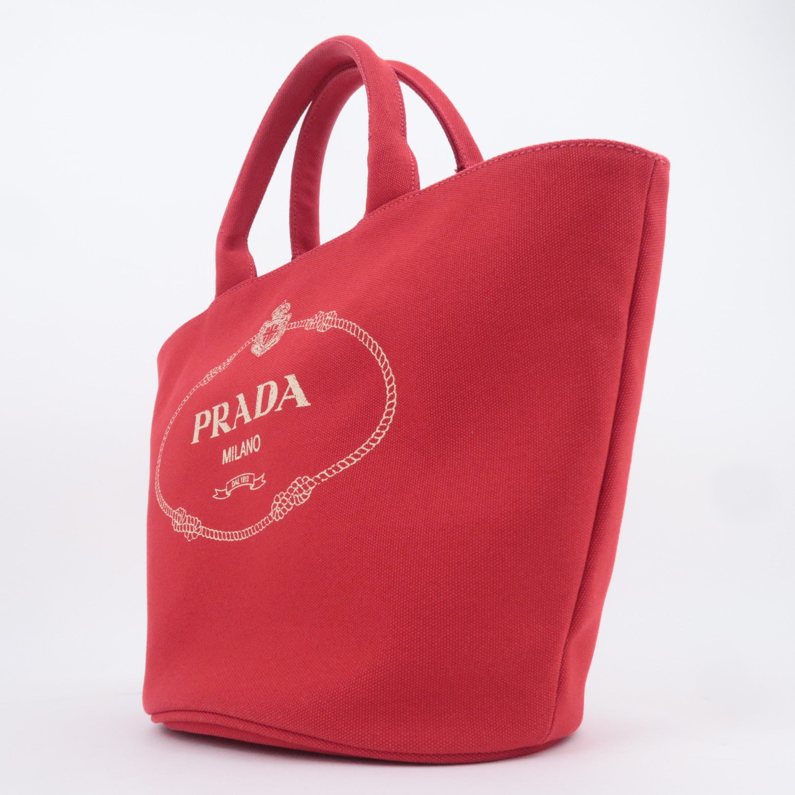 PRADA Canapa 2Way Canvas Tote Bag Red 1BG186