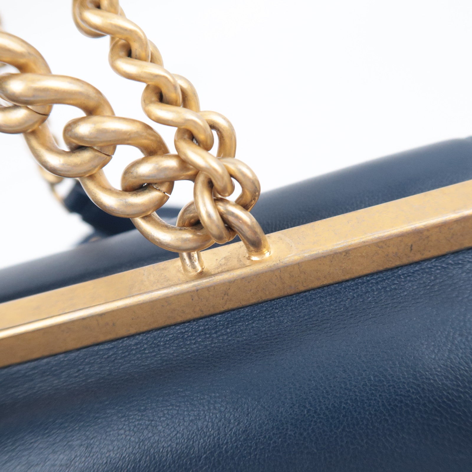 CHANEL Matelasse 31 RUE CAMBON 2Way Chain Shoulder Bag Lambskin Navy Gold HDW