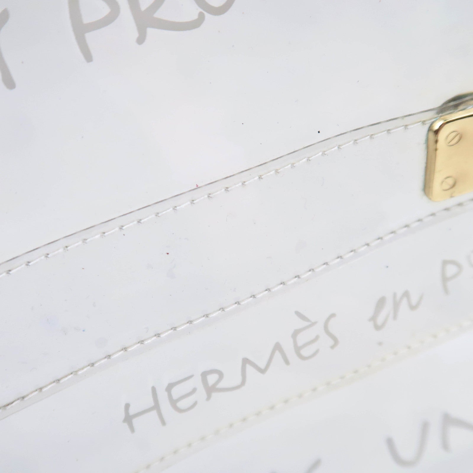 HERMES Vinyl Kelly Clear Handbag