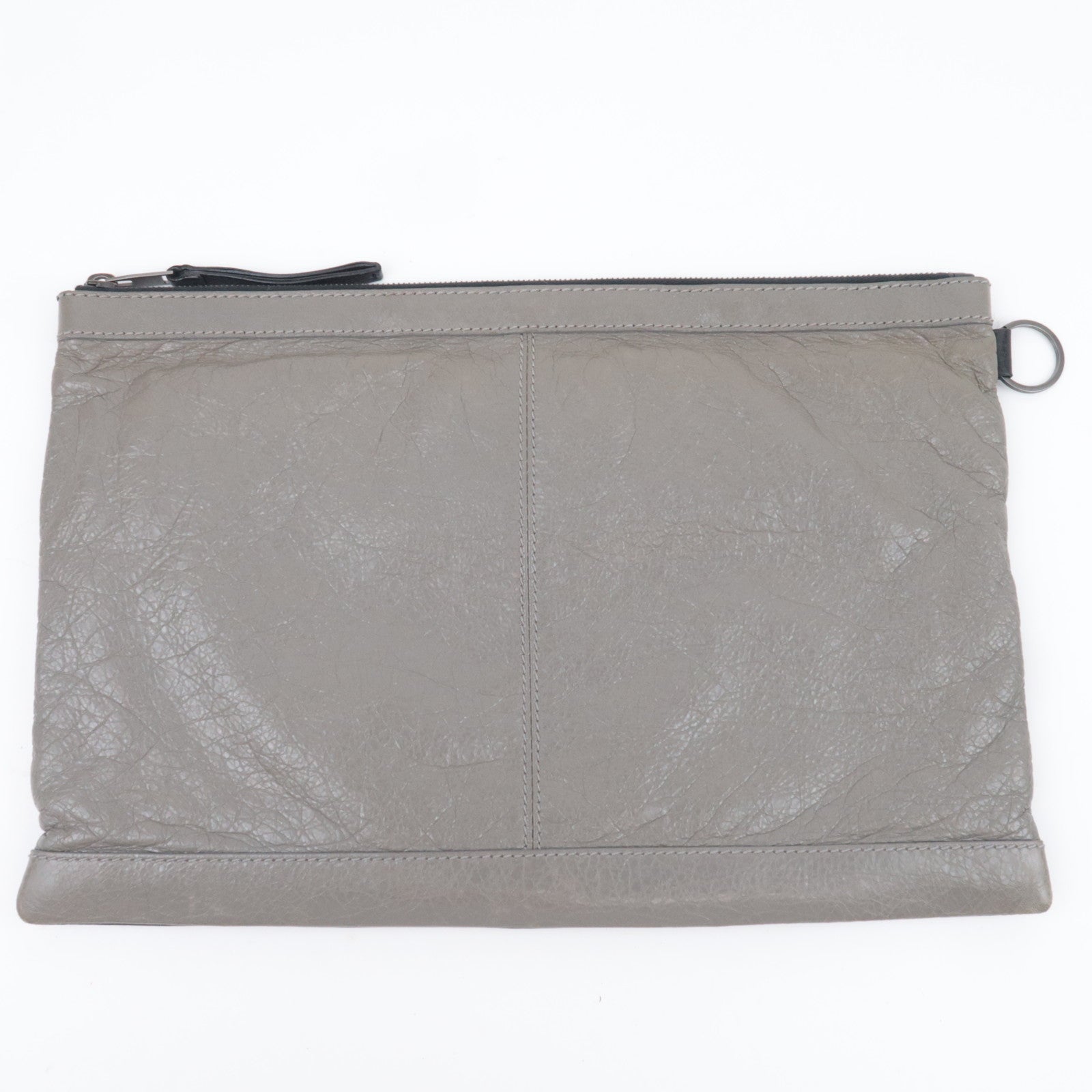 BALENCIAGA Classic Clip L Bicolor Leather Clutch Bag Black Gray 237023