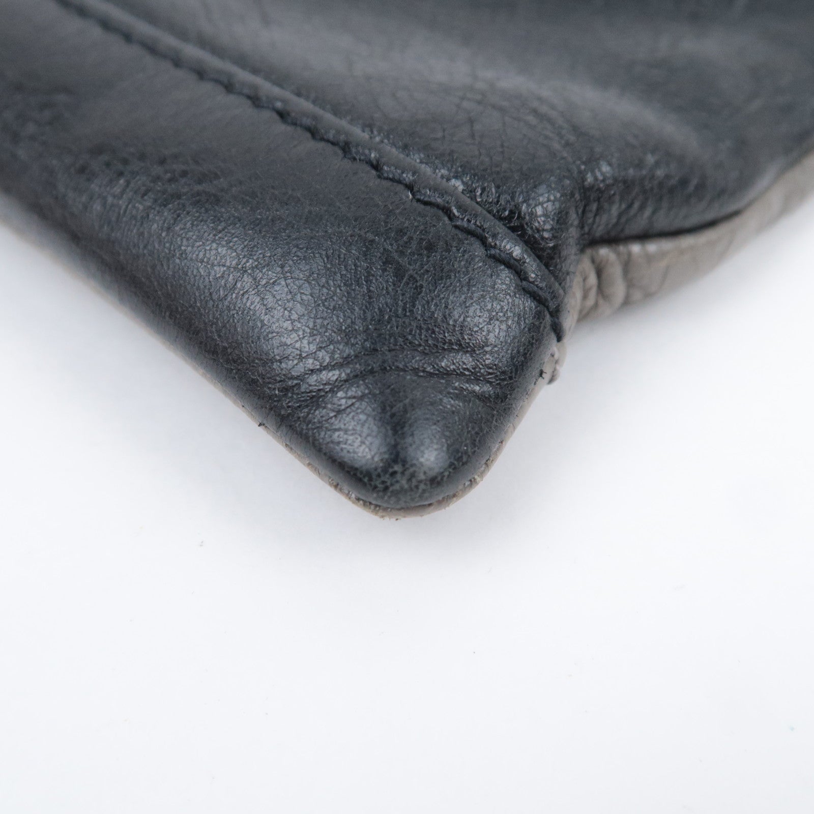 BALENCIAGA Classic Clip L Bicolor Leather Clutch Bag Black Gray 237023