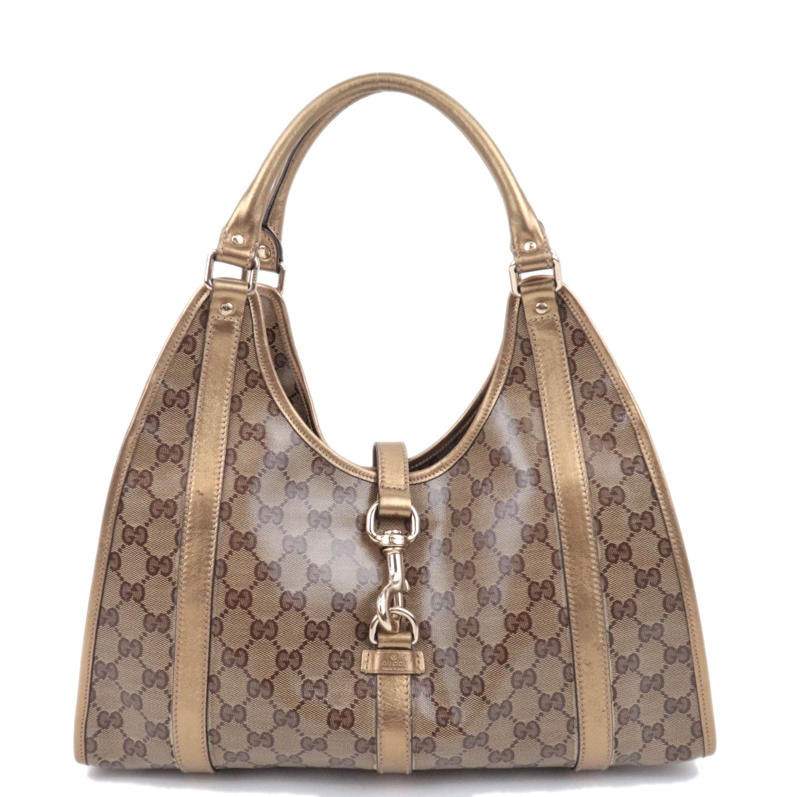 GUCCI Jackie GG Crystal Shoulder Bag Beige Gold 20349490678