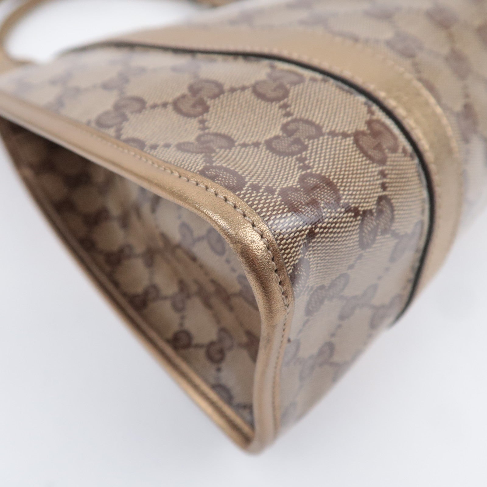 GUCCI Jackie GG Crystal Shoulder Bag Beige Gold 203494