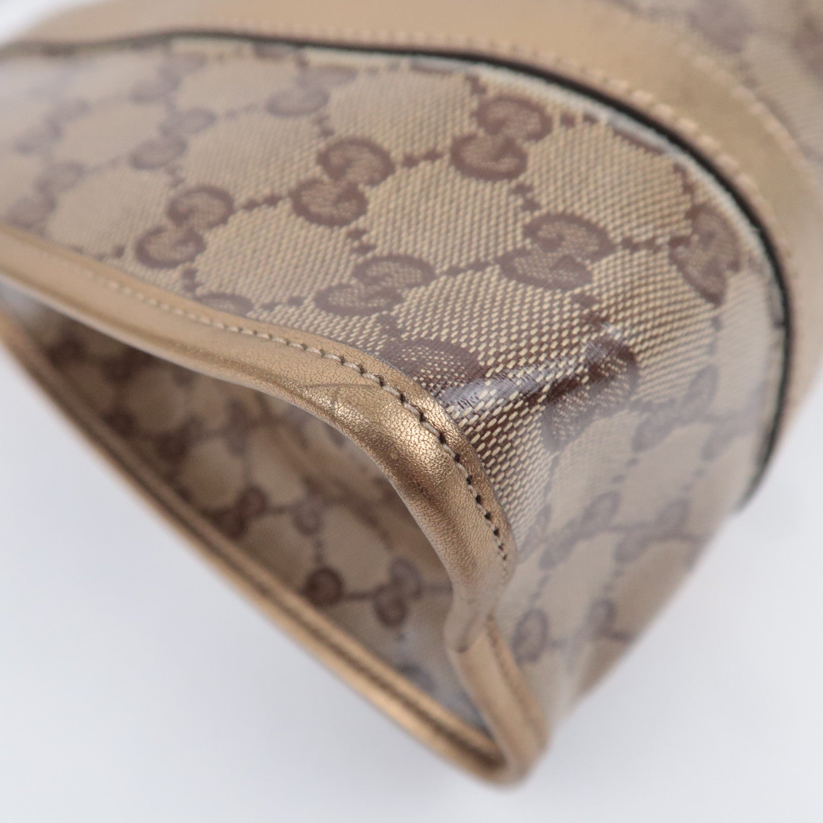 GUCCI Jackie GG Crystal Shoulder Bag Beige Gold 203494
