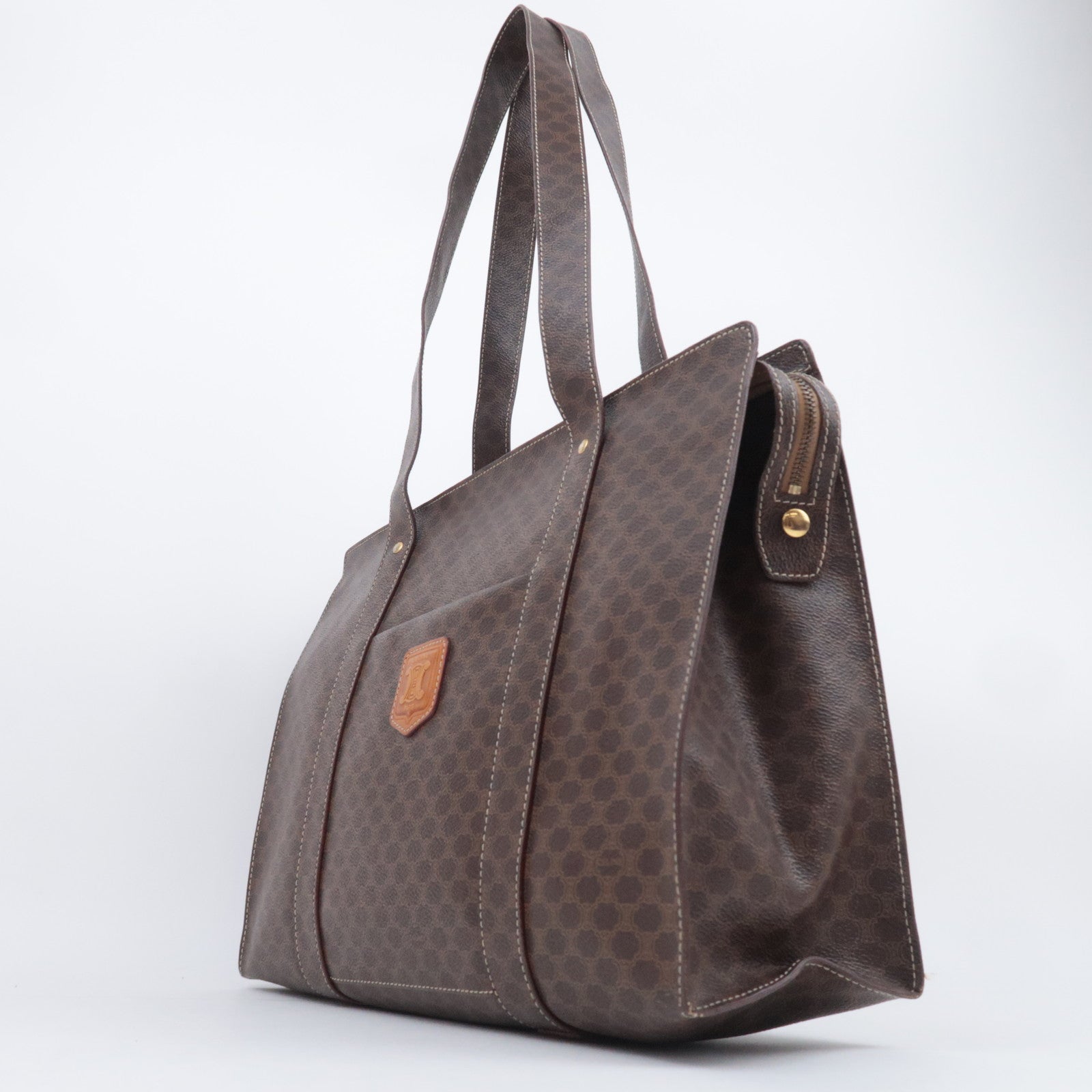 CELINE Macadam PVC Tote Bag Brown