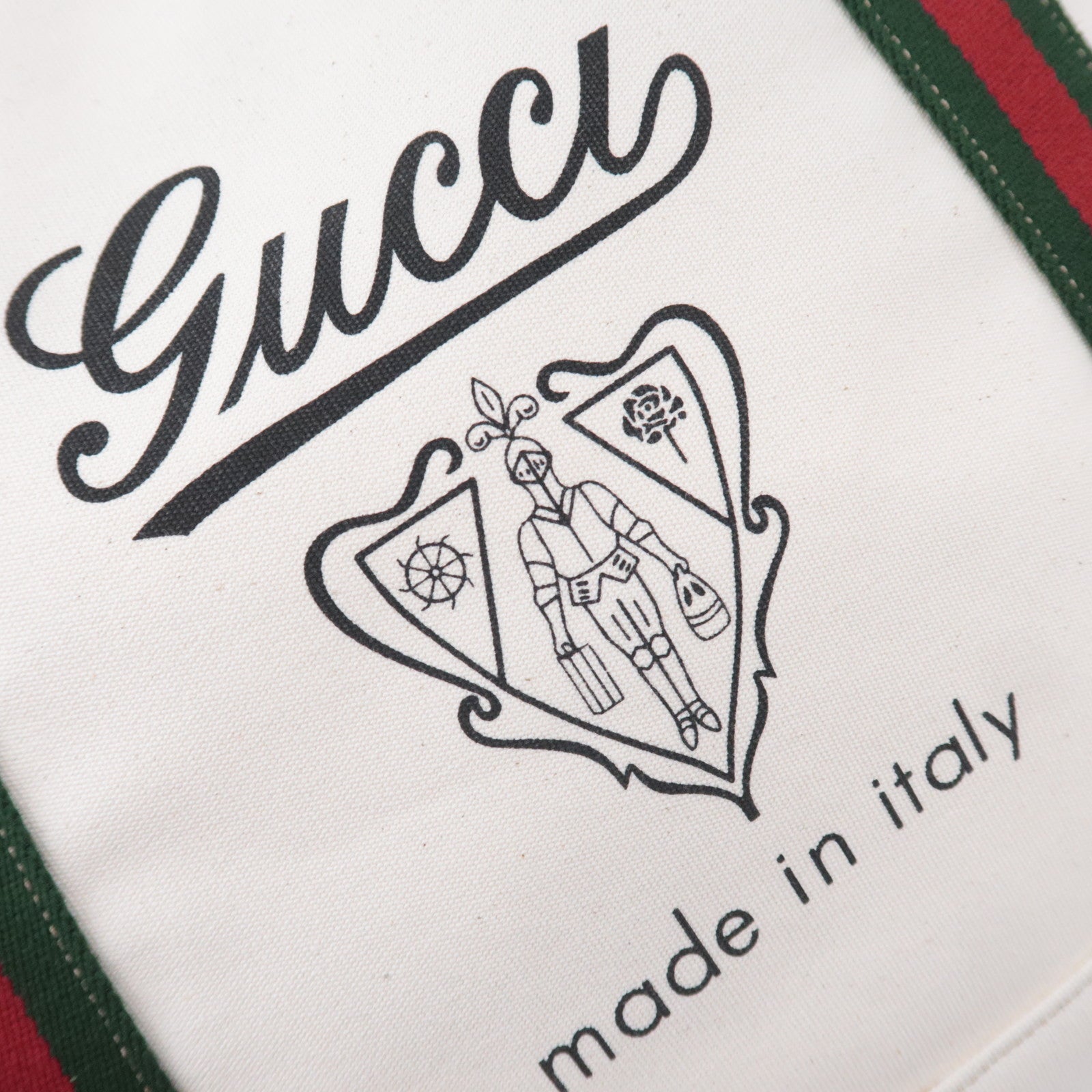 GUCCI Sherry Large Canvas Tote Bag Ivory Brown 816863