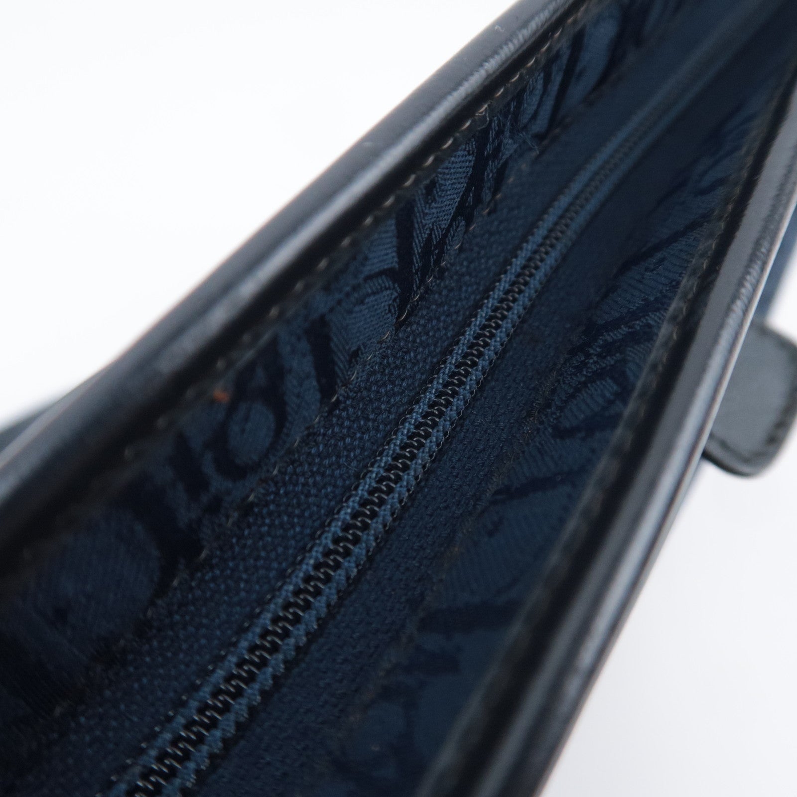 Christian Dior Trotter Canvas Leather Shoulder Bag Navy Black