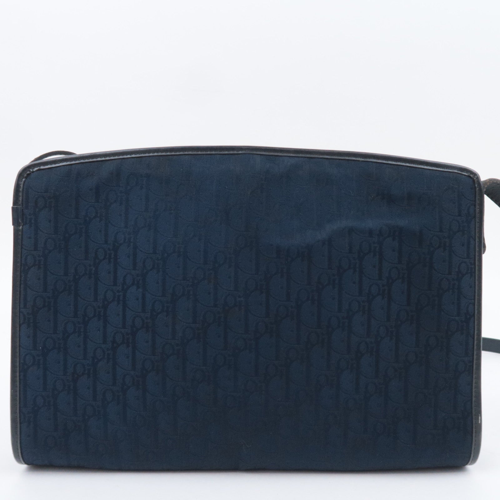 Christian Dior Trotter Canvas Leather Shoulder Bag Navy Black