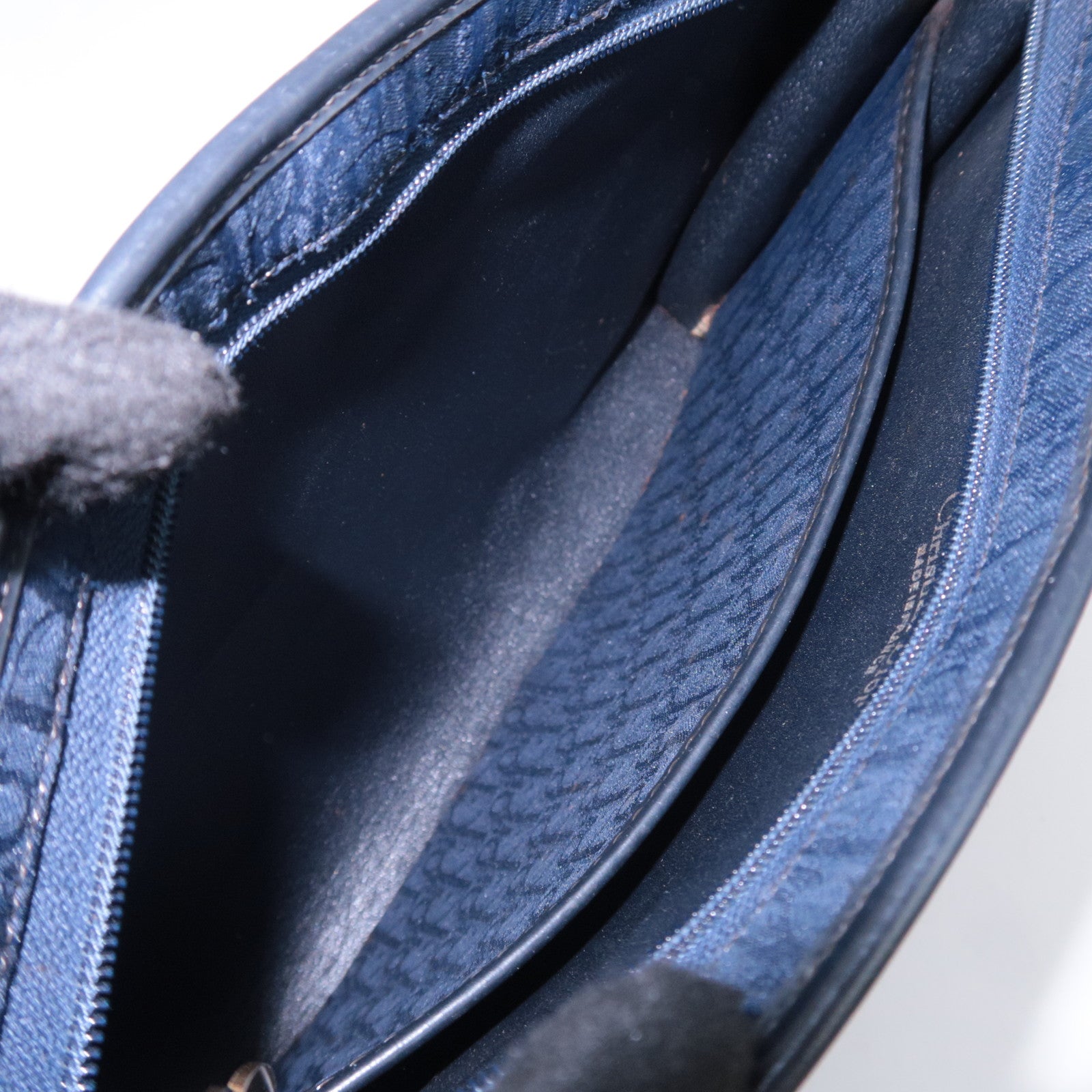 Christian Dior Trotter Canvas Leather Shoulder Bag Navy Black