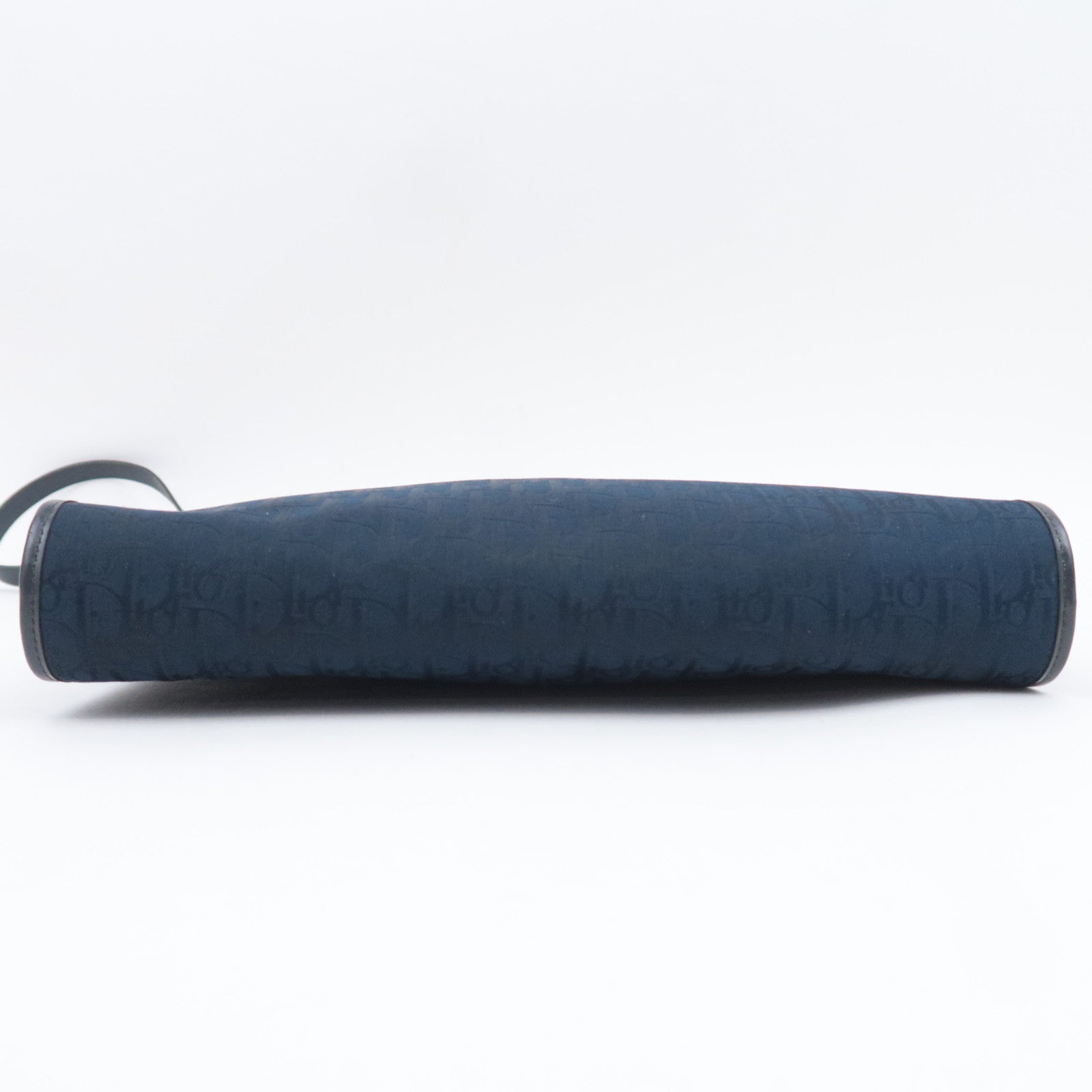 Christian Dior Trotter Canvas Leather Shoulder Bag Navy Black