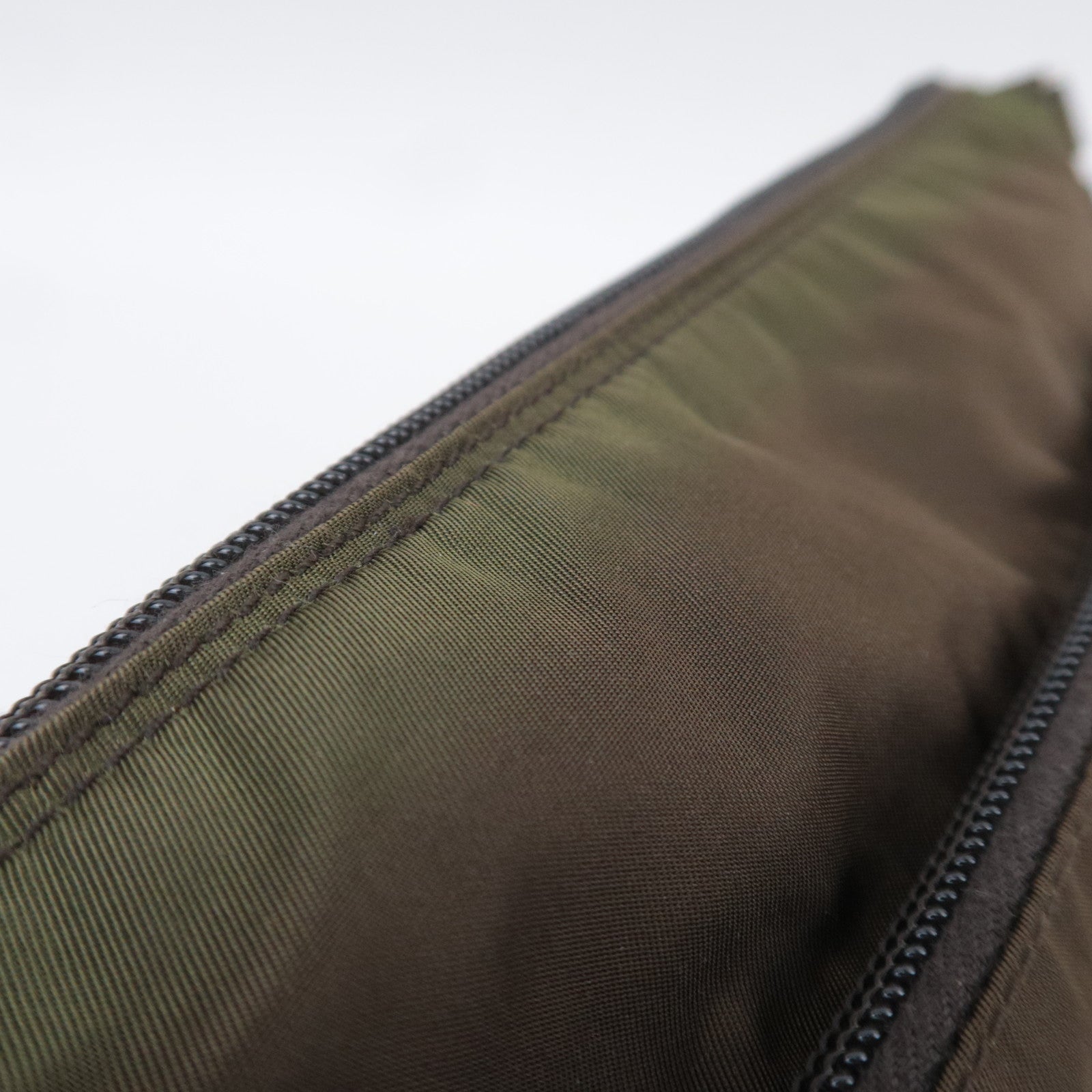 PRADA Nylon Leather Shoulder Bag Khaki BT0421