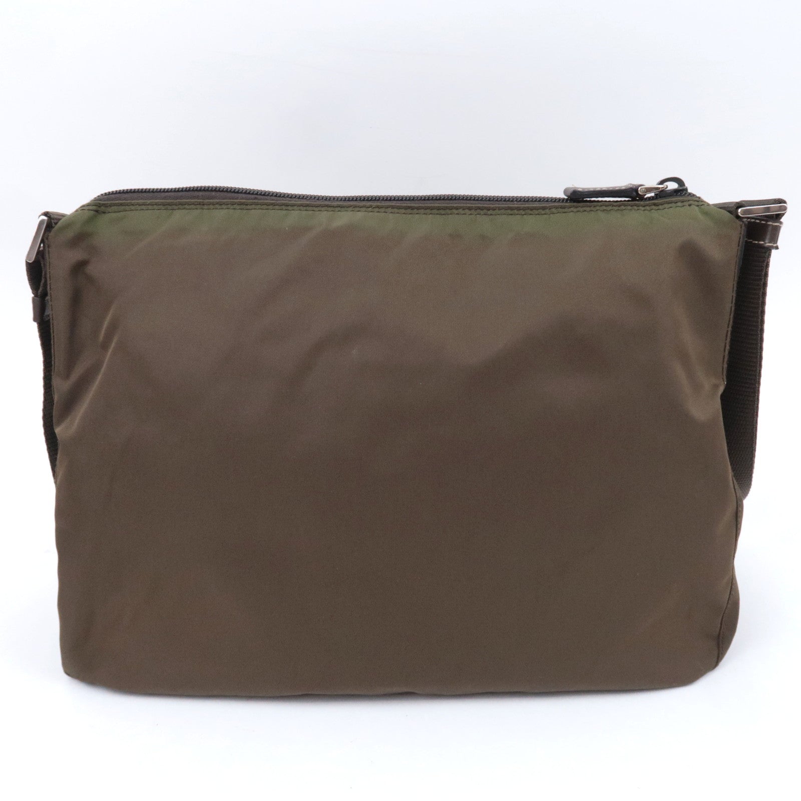 PRADA Nylon Leather Shoulder Bag Khaki BT0421