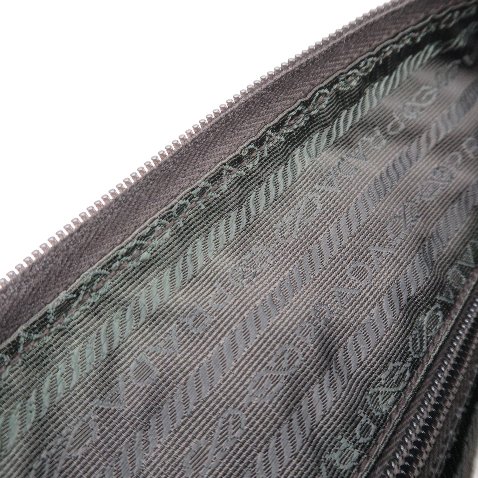 PRADA Nylon Leather Shoulder Bag Khaki BT0421