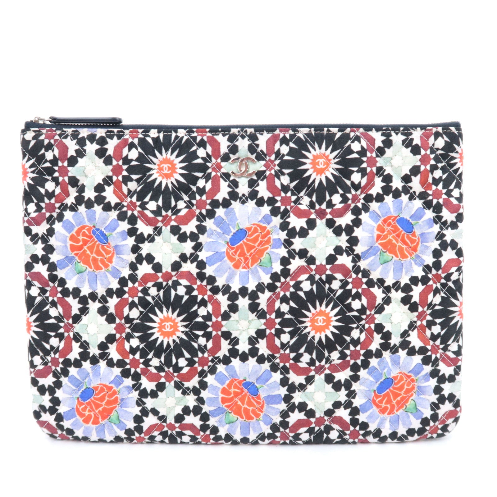 CHANEL Quilted Canvas Clutch Bag 2014 Christmas Exclusive Multicolor90723