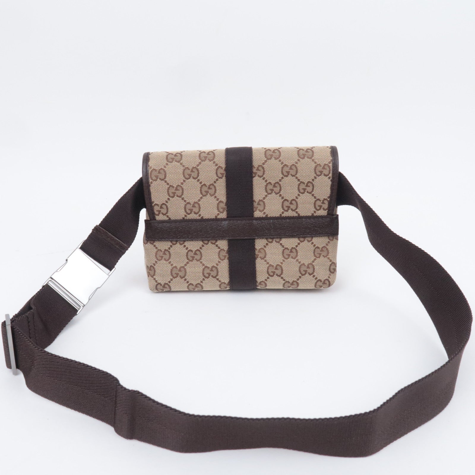GUCCI GG Canvas Waist Bag Body Bag Beige 131236