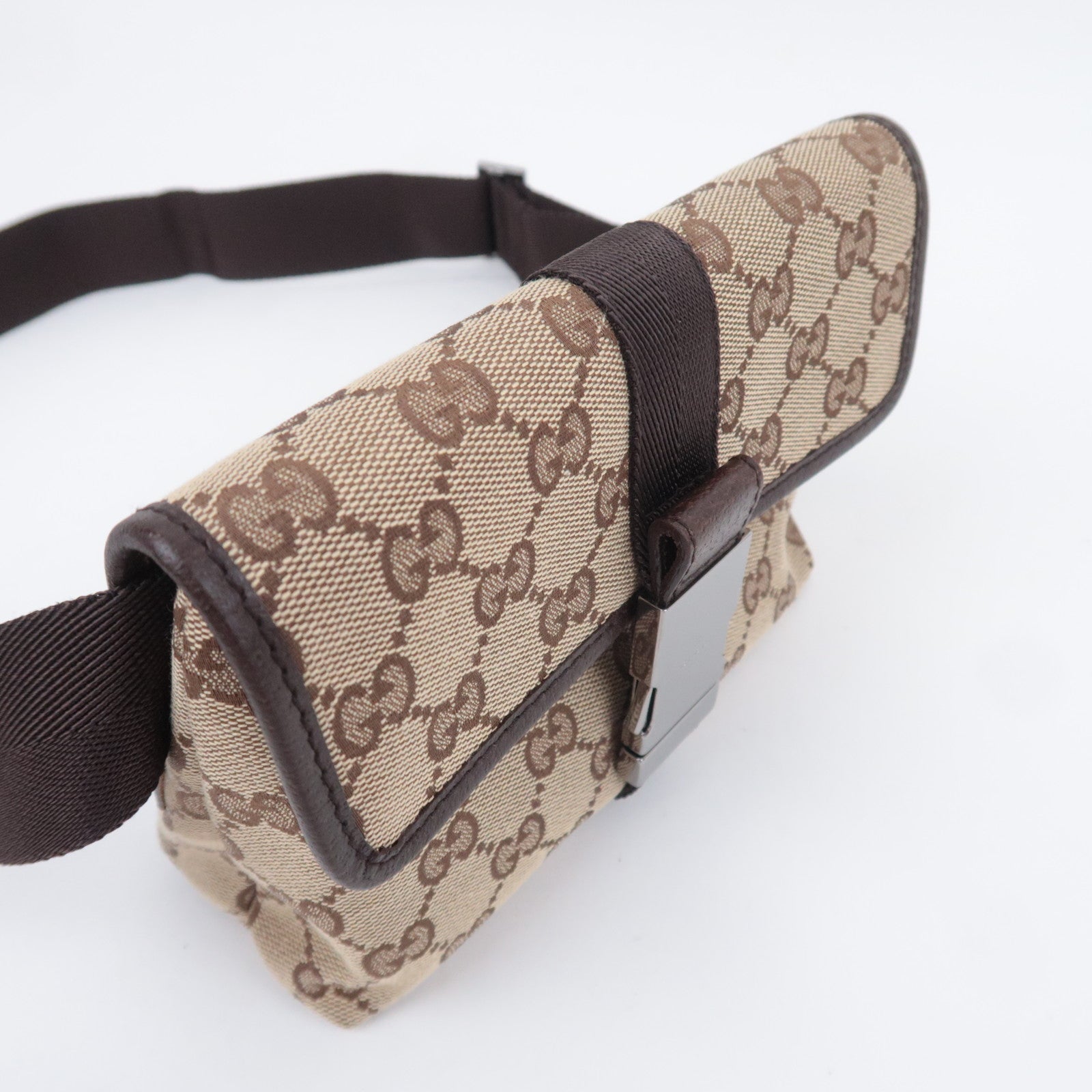 GUCCI GG Canvas Waist Bag Body Bag Beige 131236