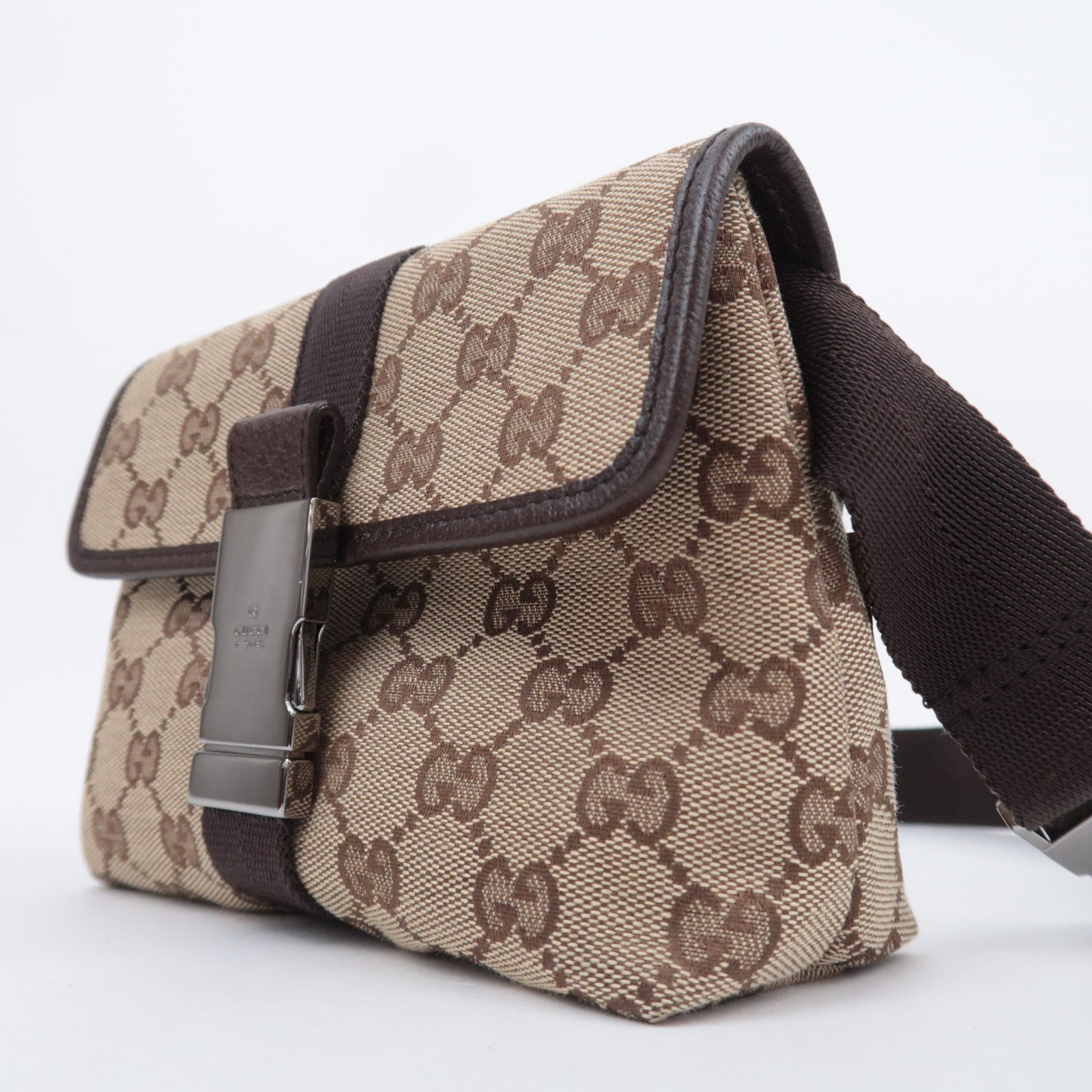 GUCCI GG Canvas Waist Bag Body Bag Beige 131236