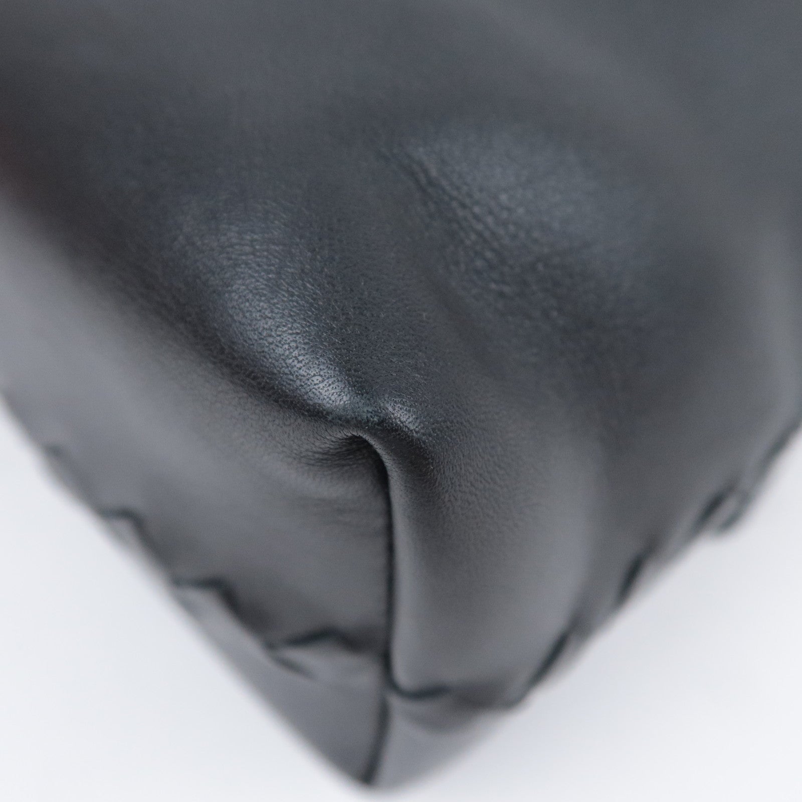 BOTTEGA VENETA Intrecciato Leather Shoulder Bag Black 221065