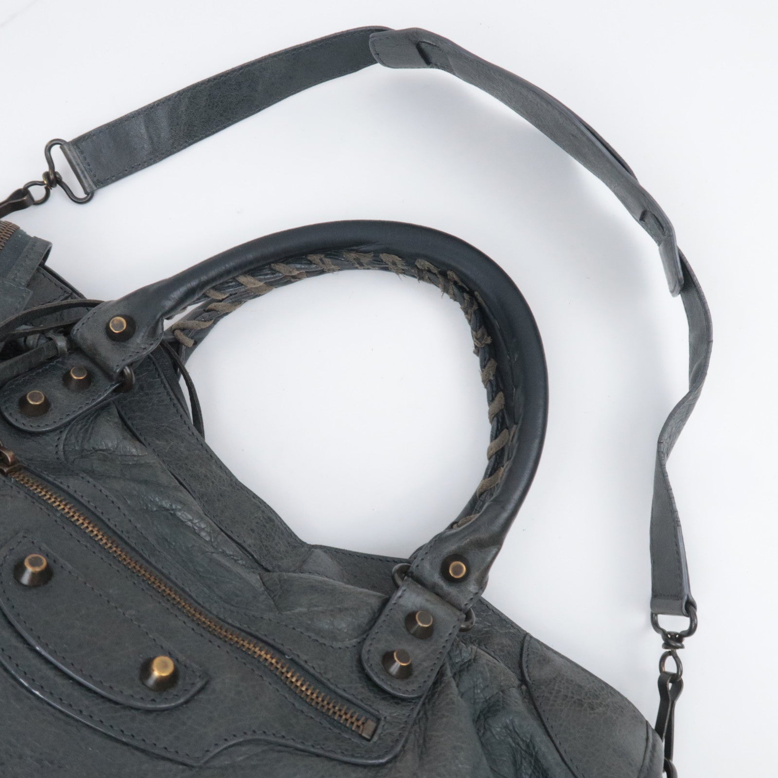 BALENCIAGA The City 2Way Leather Shoulder Bag Dark Green 115748