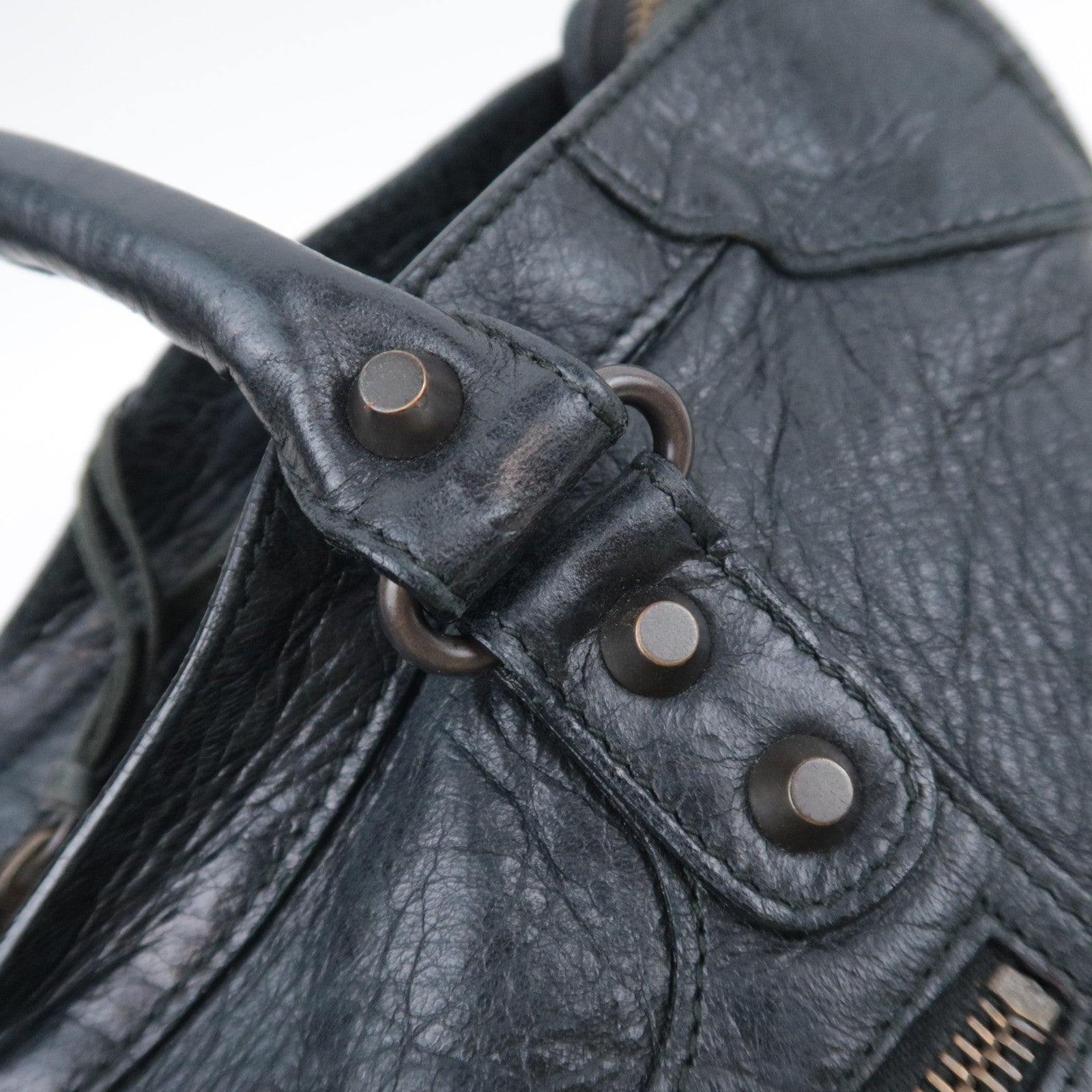 BALENCIAGA The City 2Way Leather Shoulder Bag Black 115748