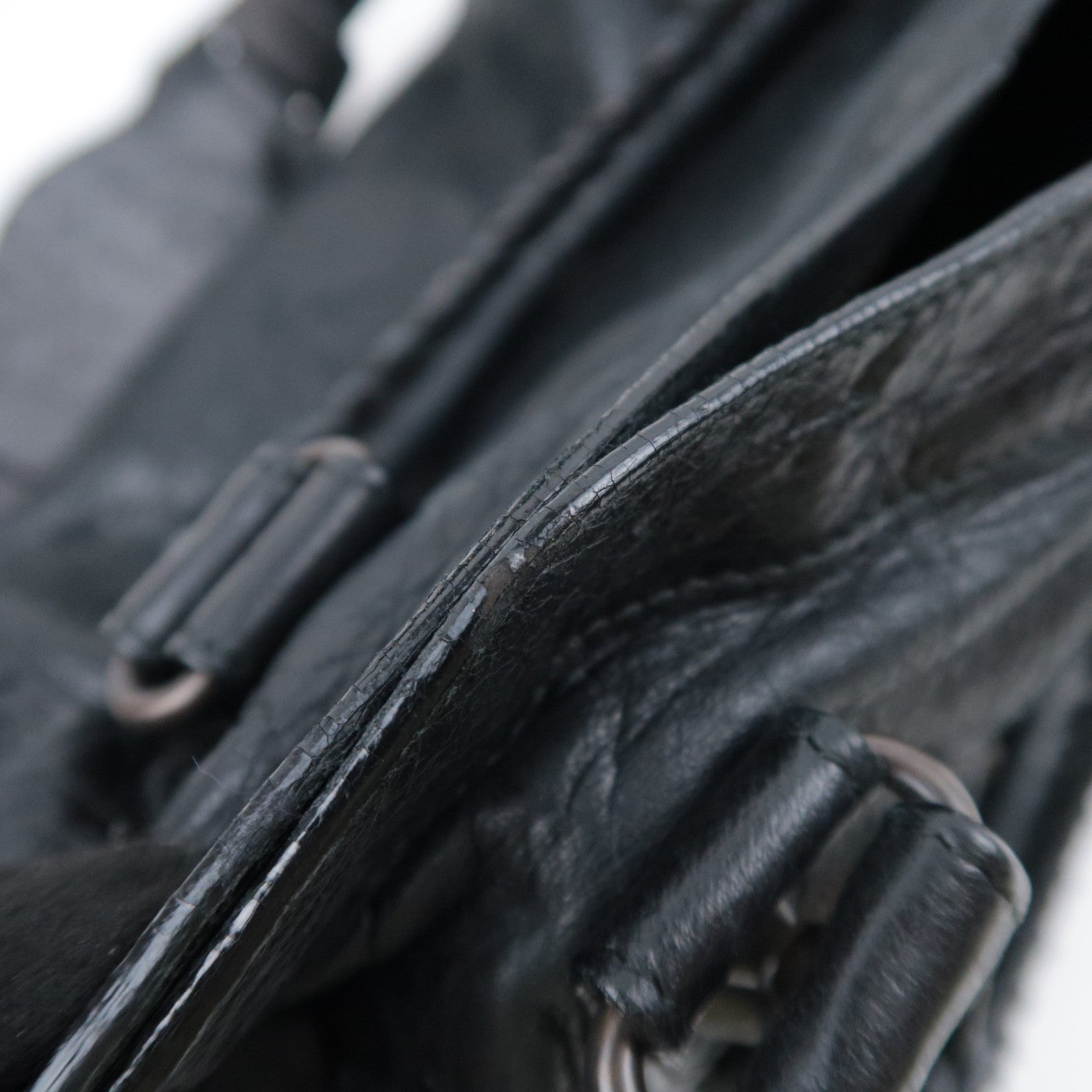BALENCIAGA The City 2Way Leather Shoulder Bag Black 115748