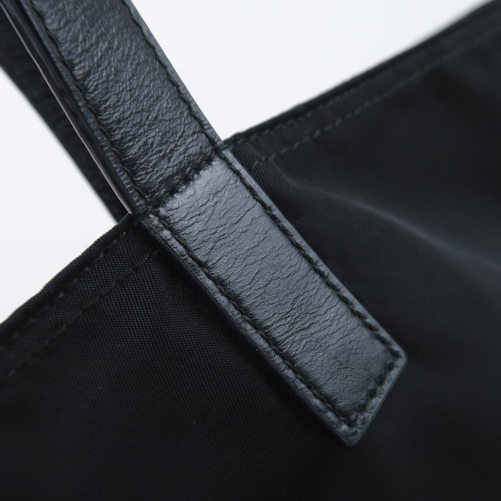 PRADA Nylon Leather Tote Bag Black BR4263