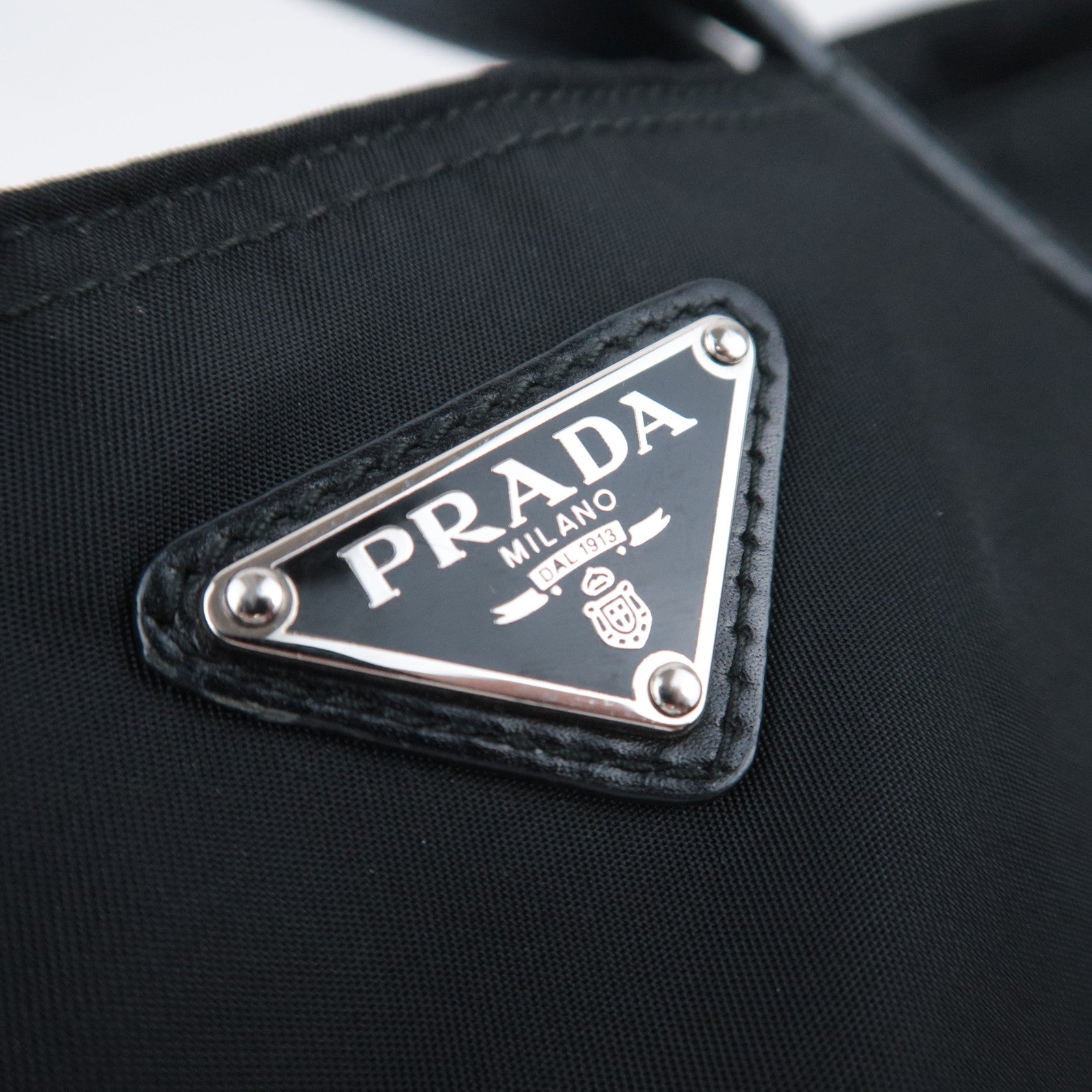 PRADA Nylon Leather Tote Bag Black BR4263