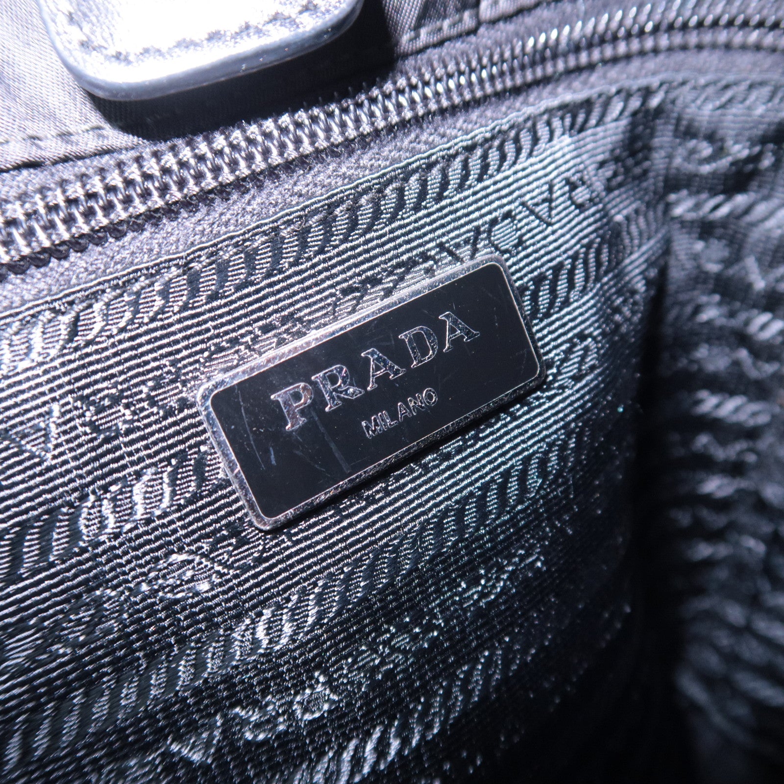 PRADA Nylon Leather Tote Bag Black BR4263