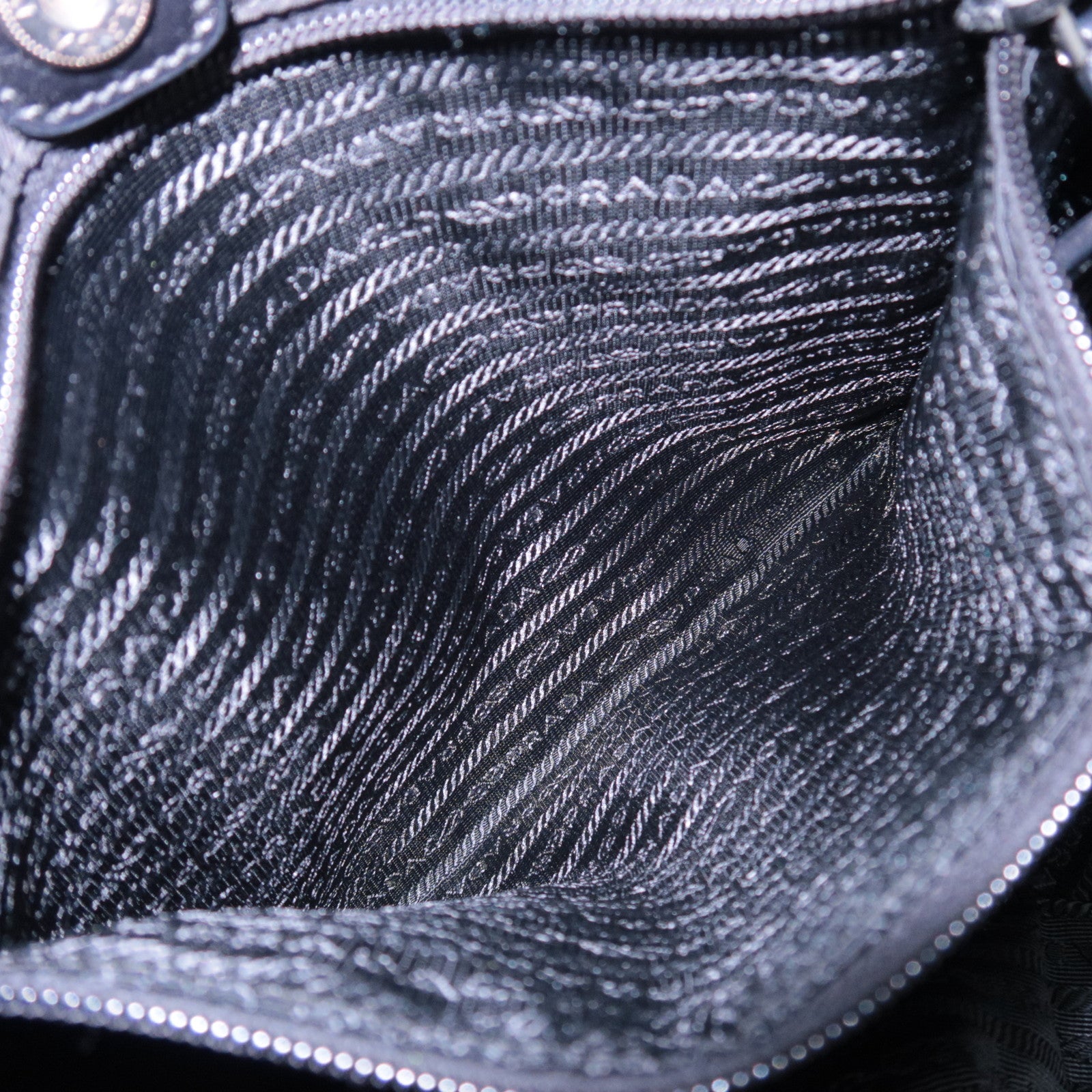 PRADA Nylon Leather Tote Bag Black BR4263
