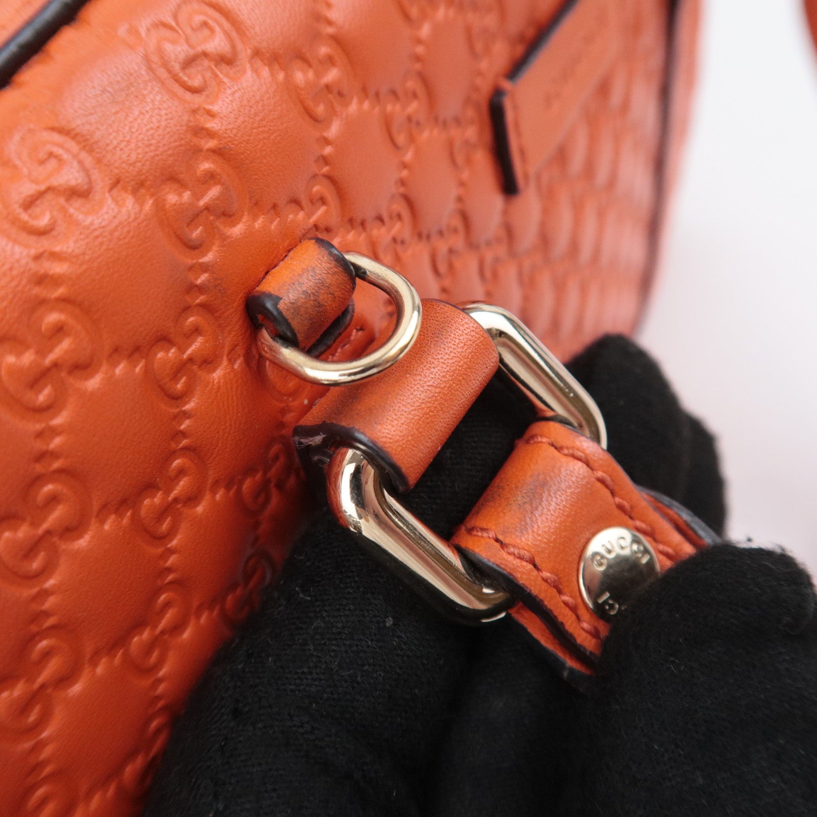 GUCCI Microguccissima 2Way Leather Handbag Orange 510289