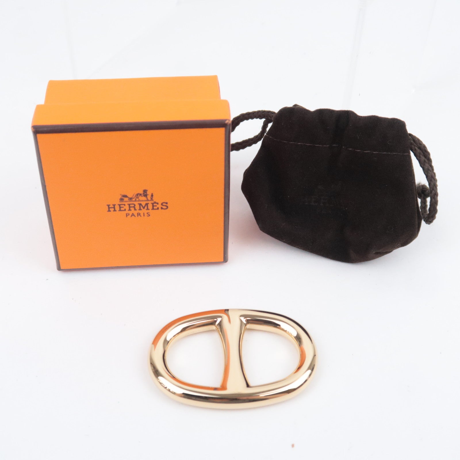 HERMES Chaine D'Ancre Scarf Ring Metal Gold