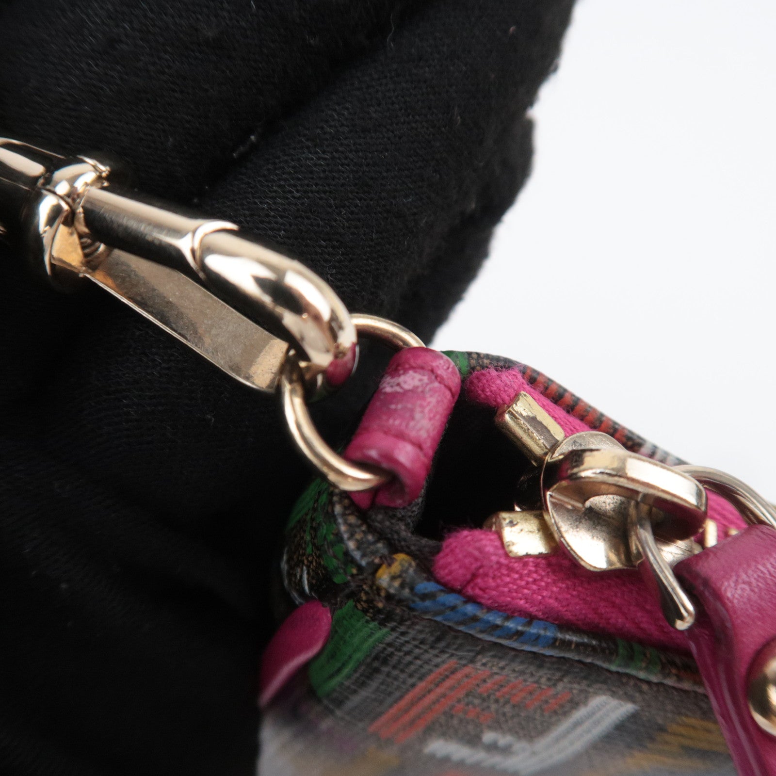 FENDI Zucchino PVC Leather Chain Accessory Pouch Bag Multicolor