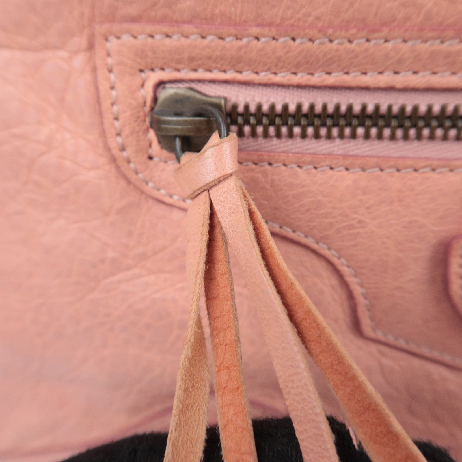 BALENCIAGA The Folk Leather Shoulder Bag Pink 246432