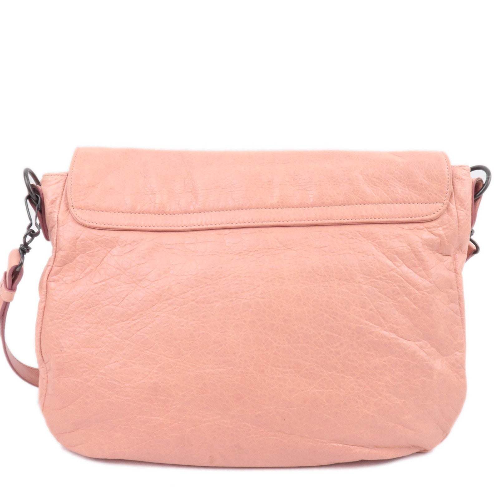 BALENCIAGA The Folk Leather Shoulder Bag Pink 246432
