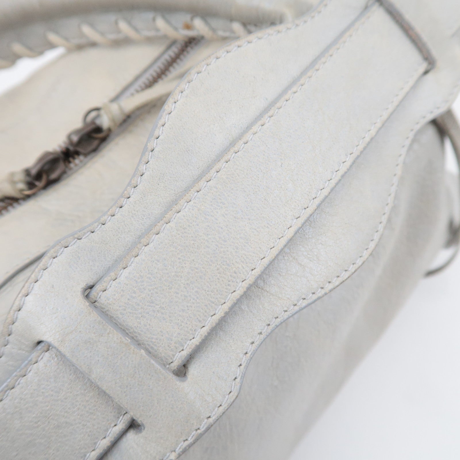 BALENCIAGA The Twiggy 2Way Leather Handbag Light Gray 128523