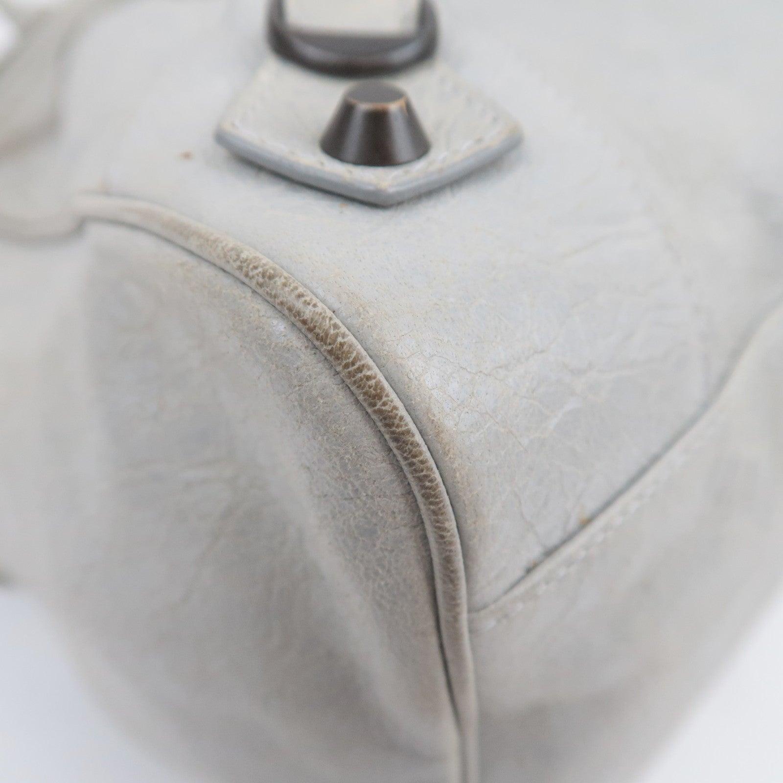 BALENCIAGA The Twiggy 2Way Leather Handbag Light Gray 128523