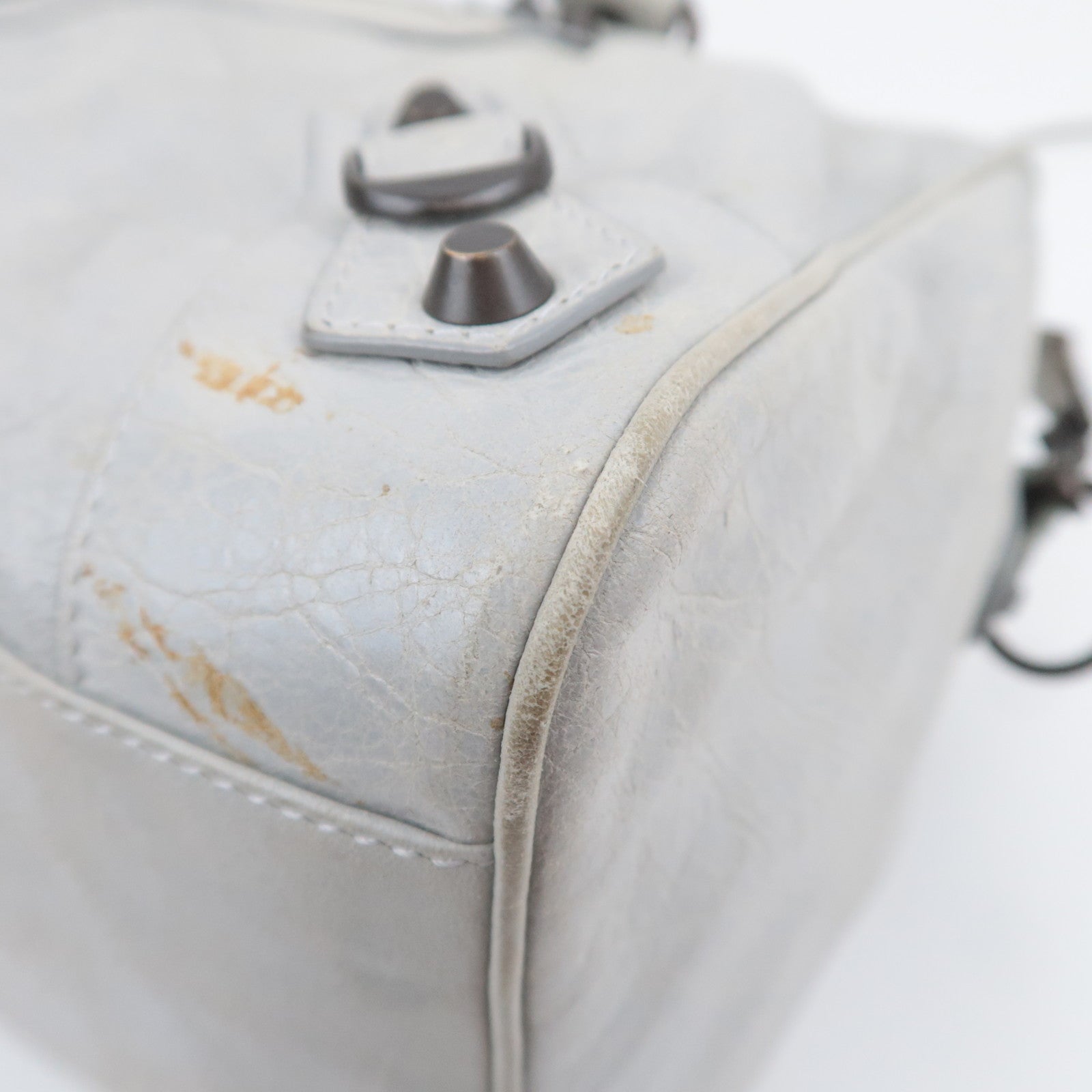 BALENCIAGA The Twiggy 2Way Leather Handbag Light Gray 128523