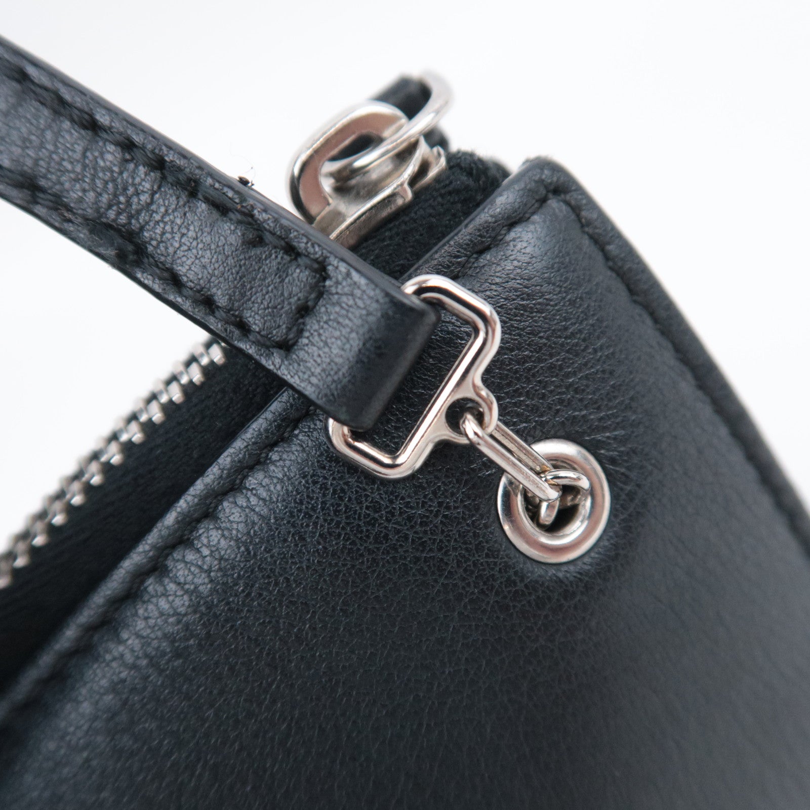 FENDI 2 Jours Multi Studs Leather Shoulder Bag Black 8M0369
