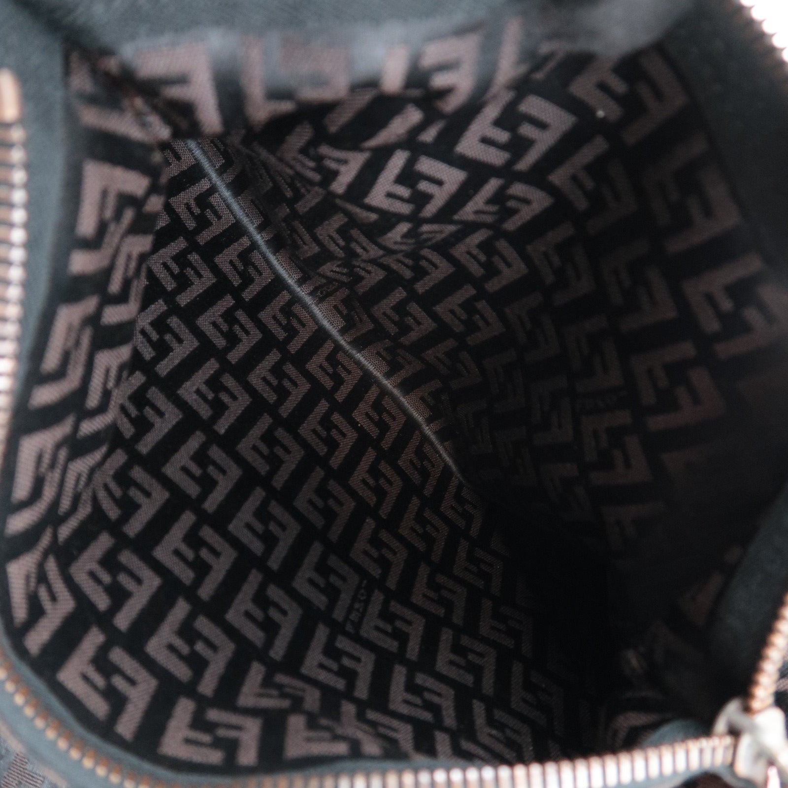 FENDI Zucchino Canvas Leather Handbag Brown 8BH018