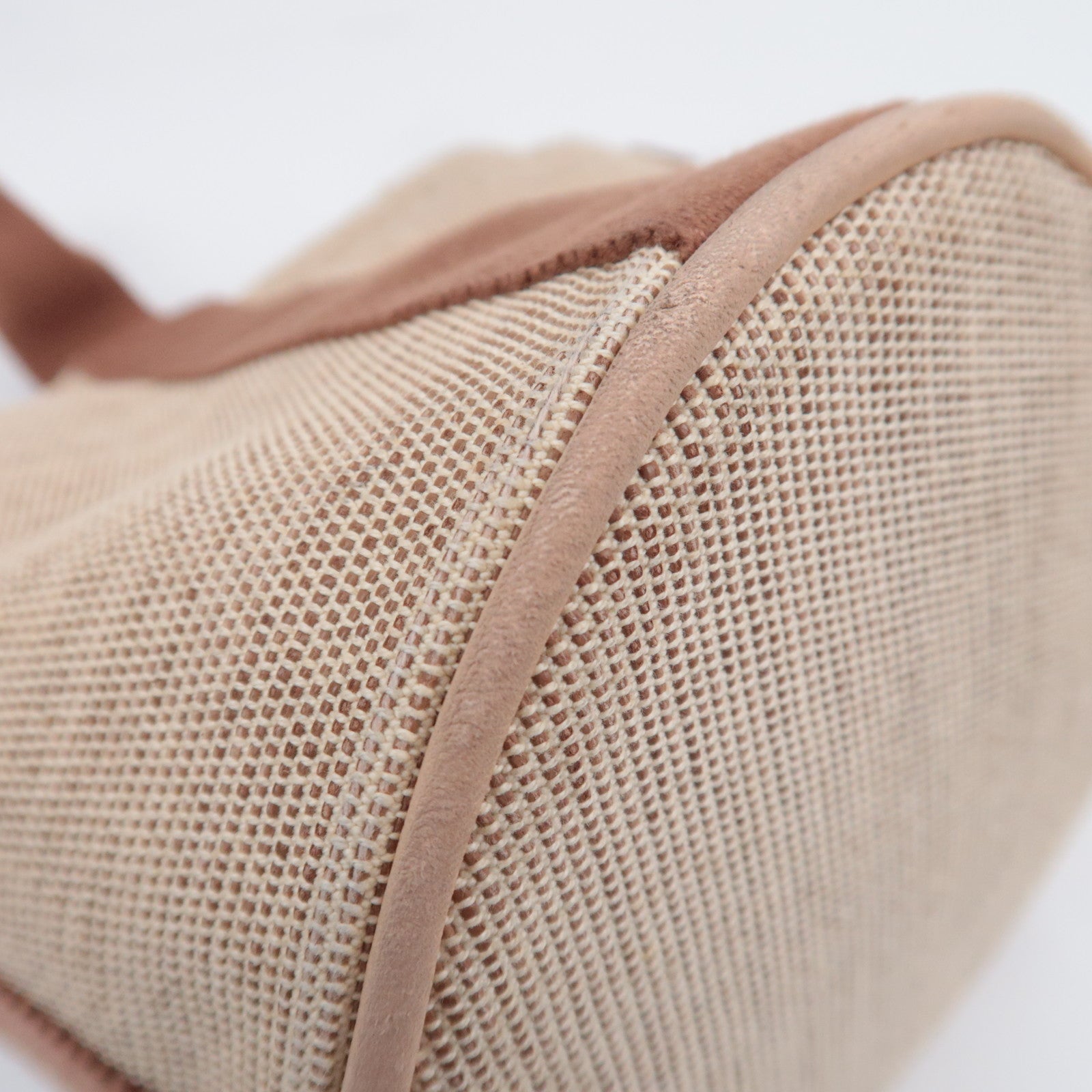 HERMES Saxo PM Canvas Handbag Beige Brown