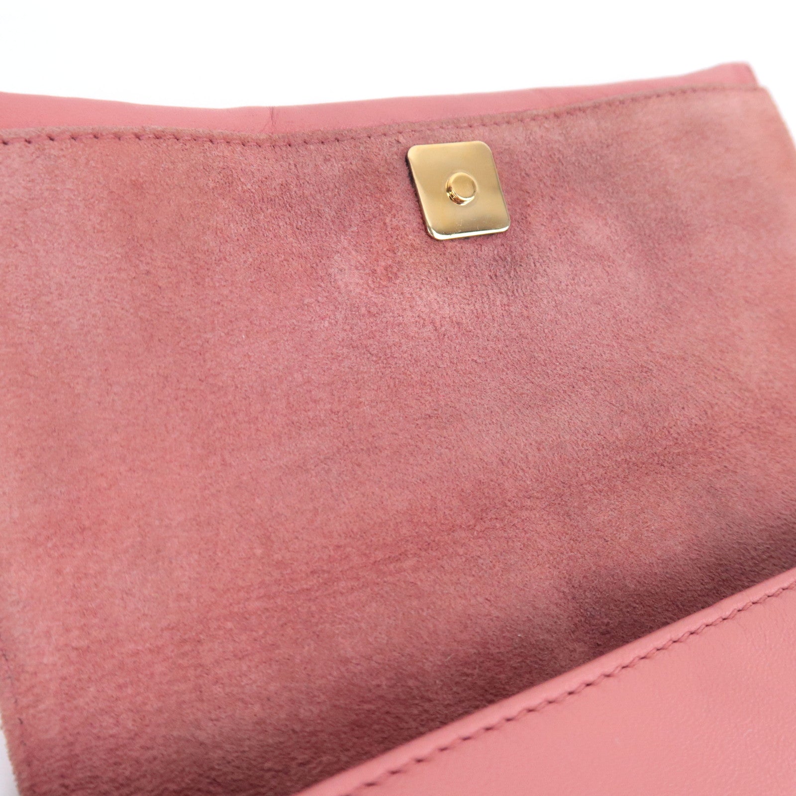 FENDI Leather Chain Shoulder Bag Pink 8M0276